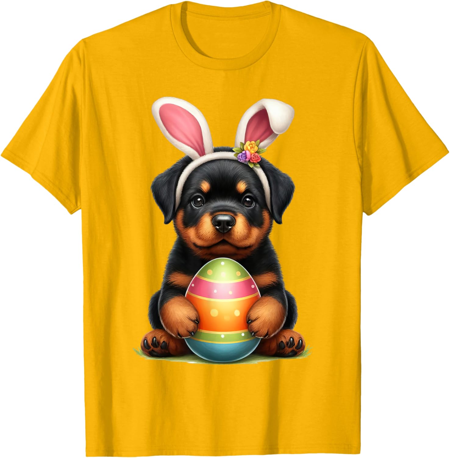 Cute Bunny Rottweiler Dog Easter T-Shirt Perfect for Spring Celebrations - 9