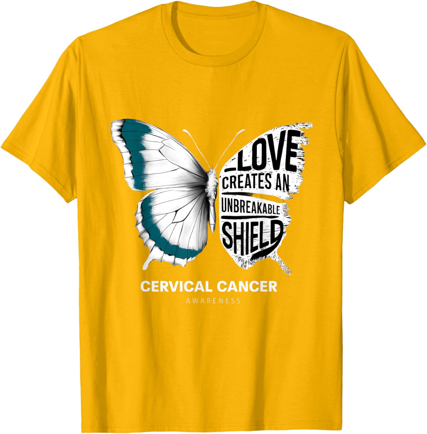 Cervical Cancer Awareness Teal Ribbon Unbreakable Shield T-Shirt - 26