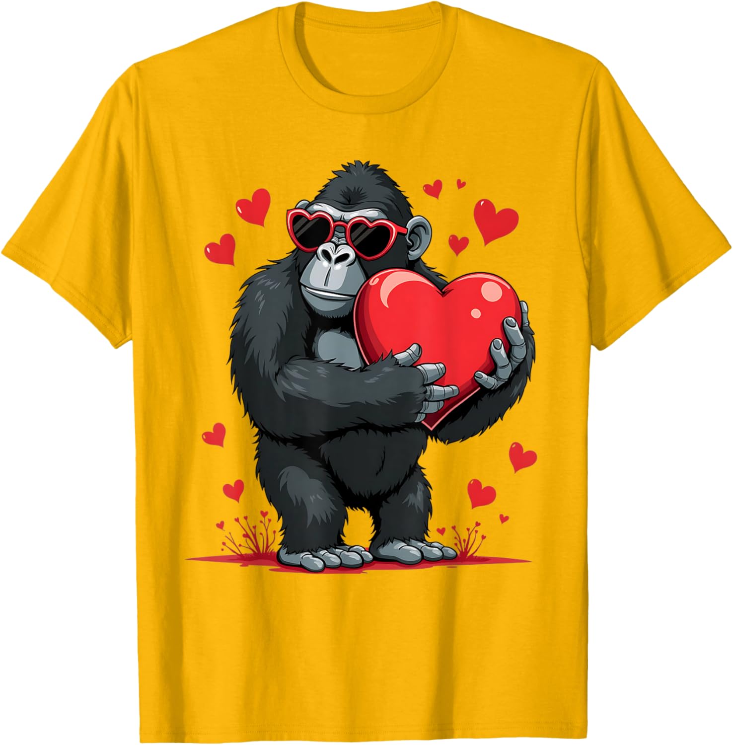 Funny Gorilla Heart Sunglasses T-Shirt for Boys Perfect for Valentine's Day - 15