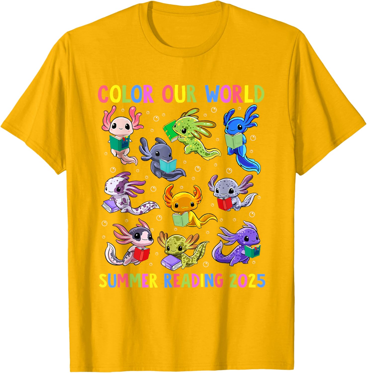 Color Our World Axolotl Summer Reading 2025 T-Shirt for Fun Adventures - 2