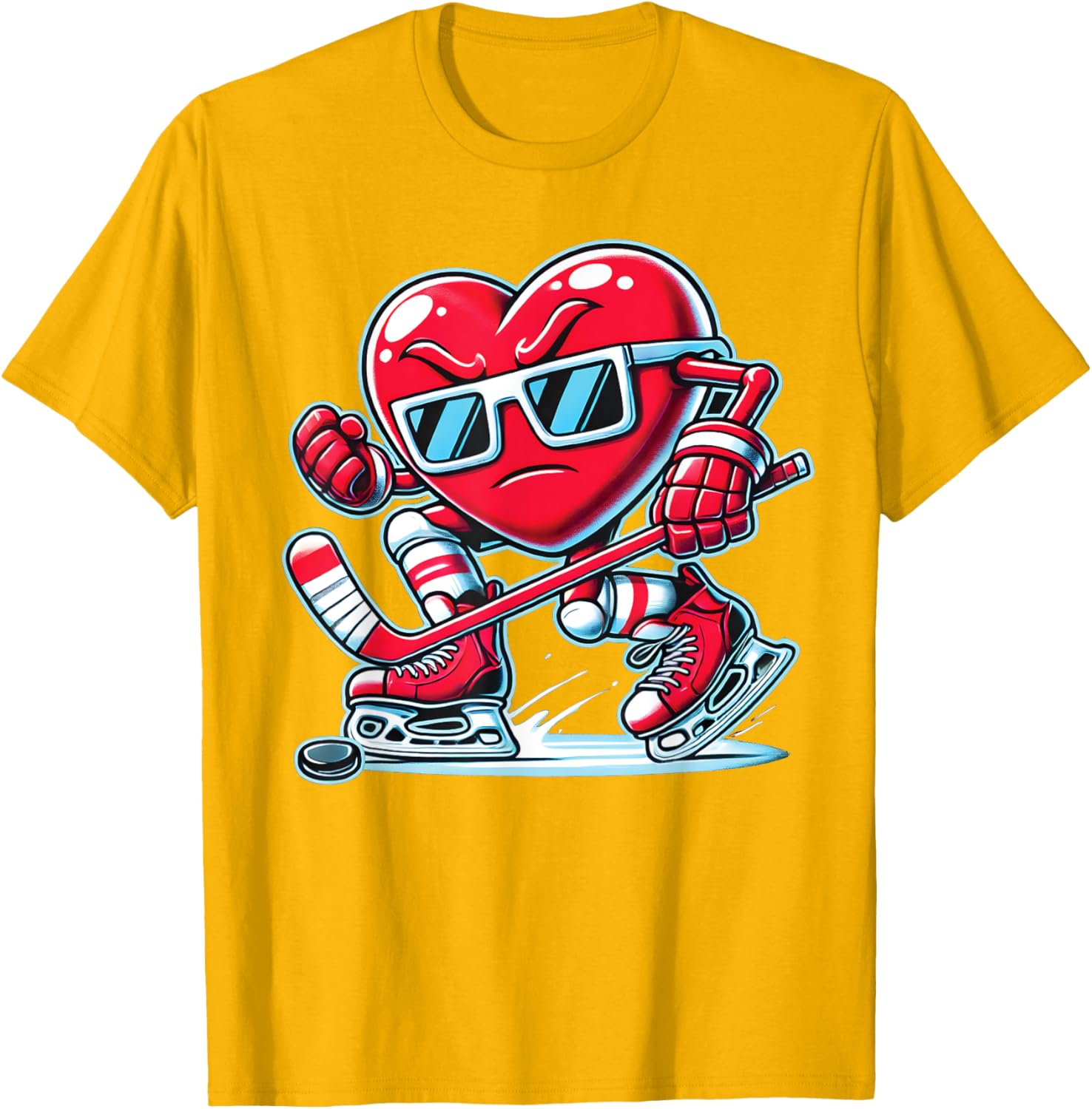 Cute Heart Ice Hockey T-Shirt for Valentine's Day - Men, Women, Boys - 10