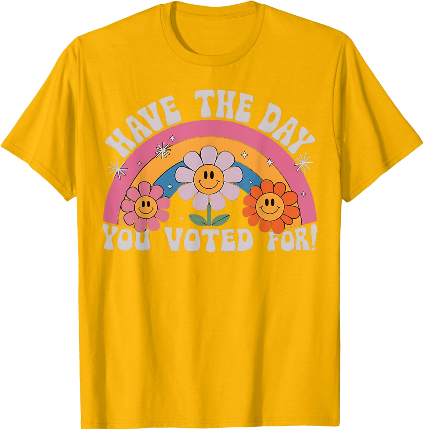 Funny Groovy Rainbow Flower T-Shirt Perfect for Voting Day Pride - 7