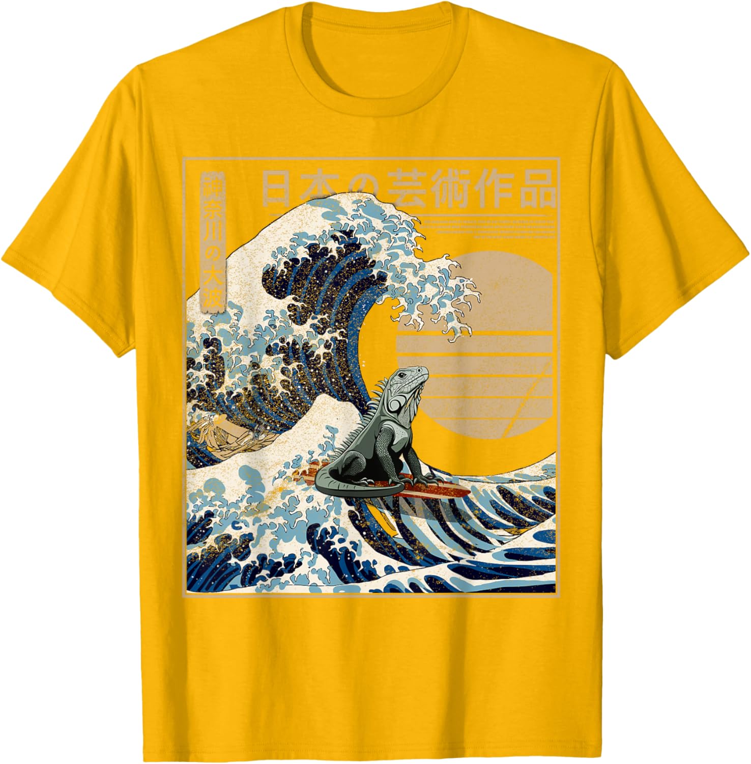 Funny Iguana Surfing The Great Wave Off Kanagawa T-Shirt for Beach Lovers - 13