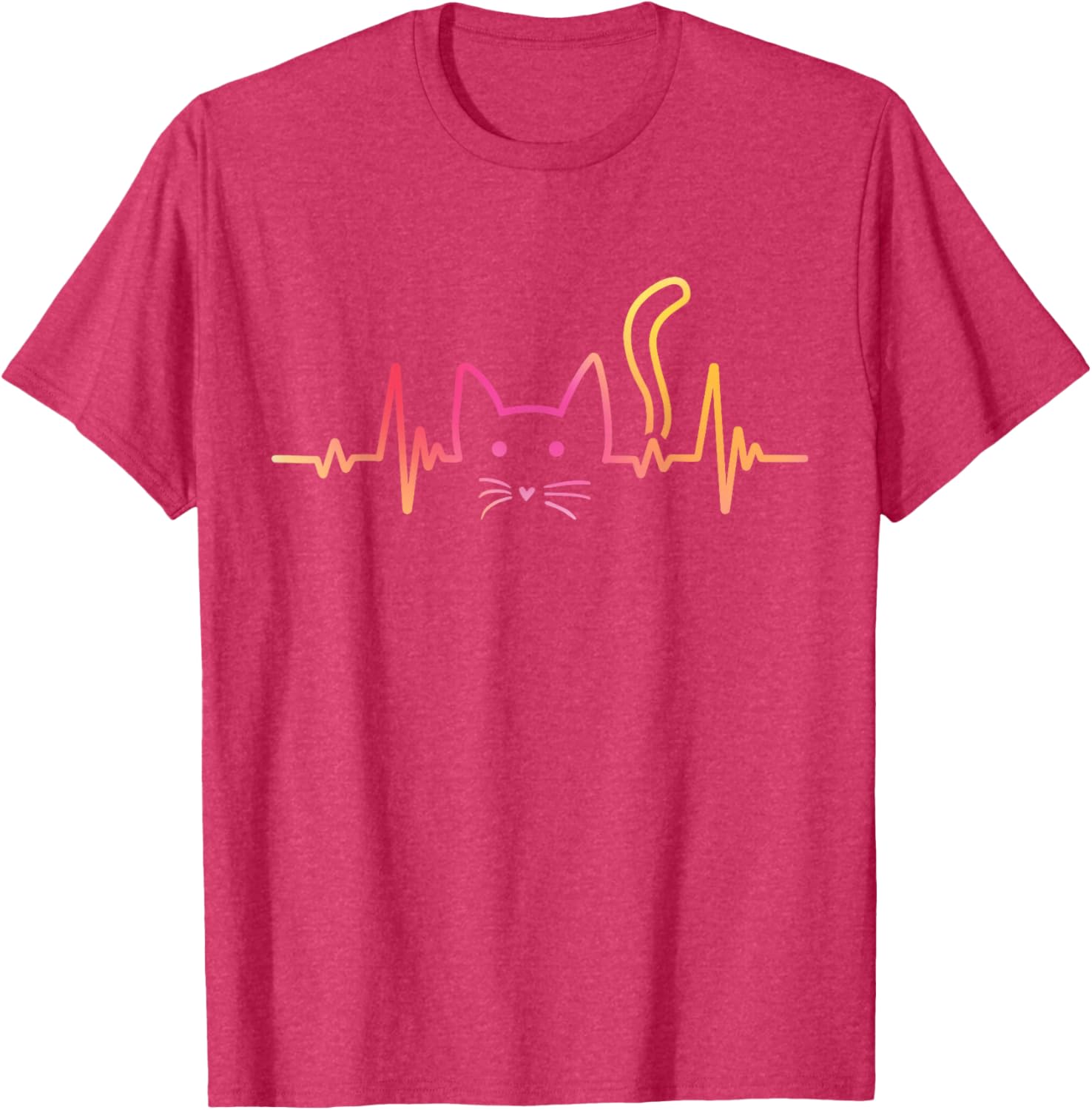 Fluffy Paws and Cuddles Heartbeat Cat Lover T-Shirt for Men and Women - 2