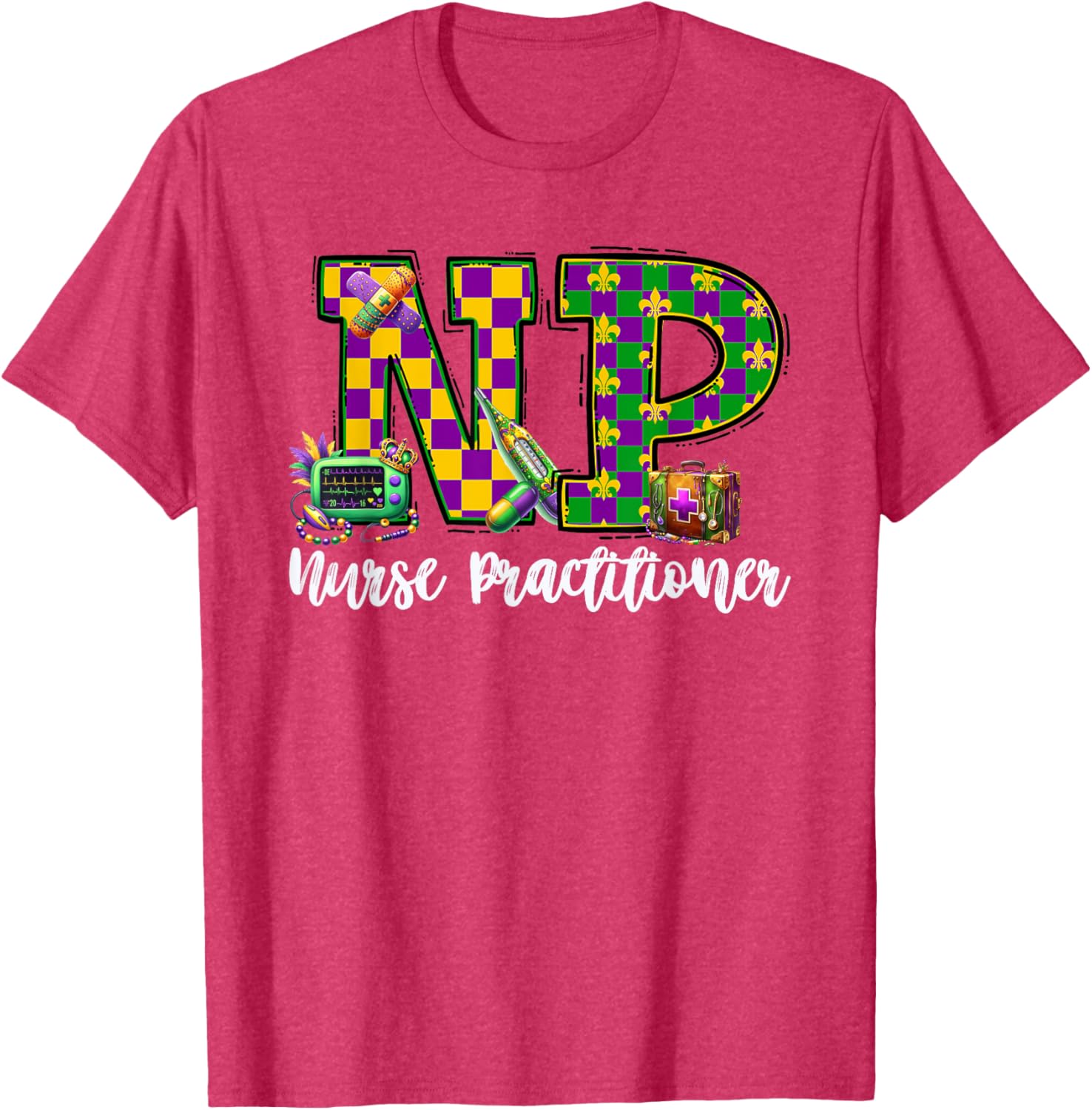 Cute Mardi Gras Nurse Practitioner T-Shirt for Women, Fun and Stylish - 8