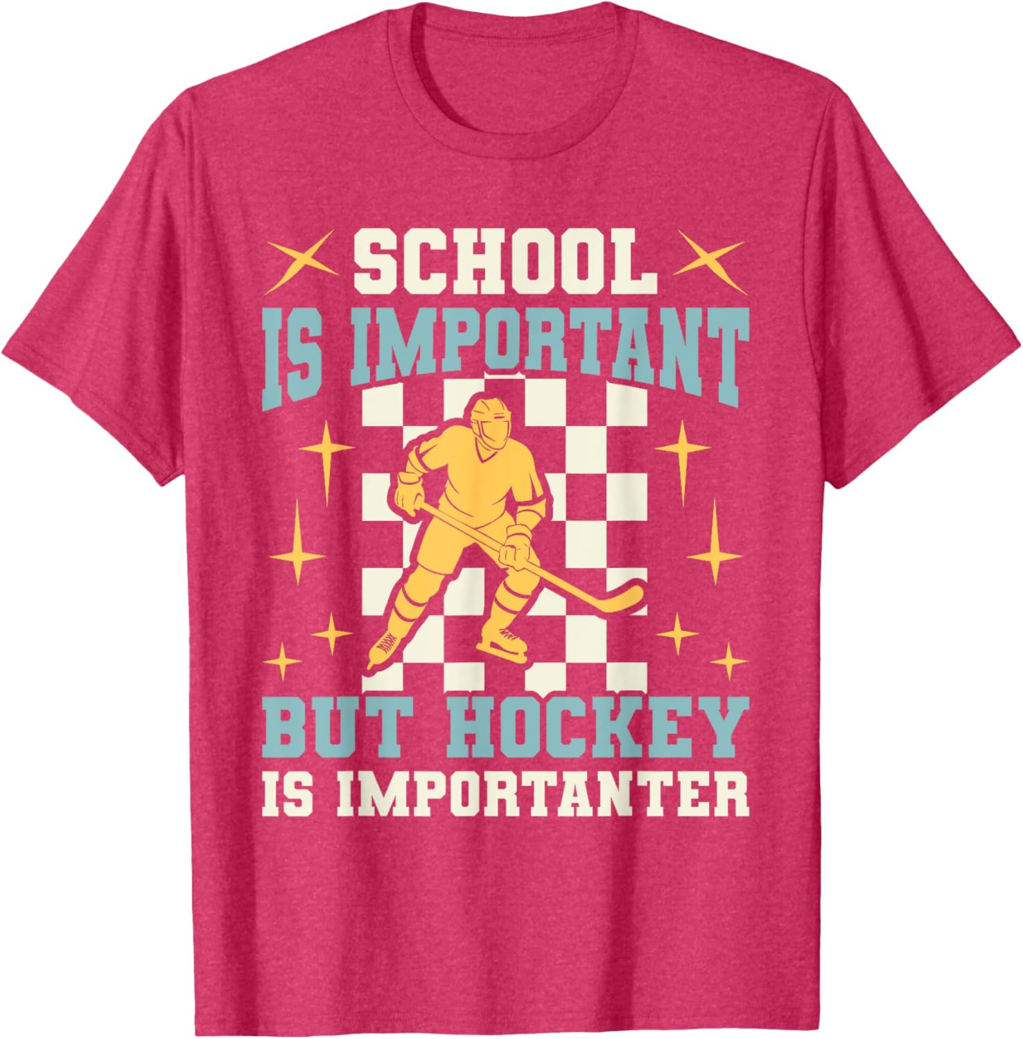 Funny Hockey T-Shirt for Boys - School Is Important Hockey Is Importanter - 12