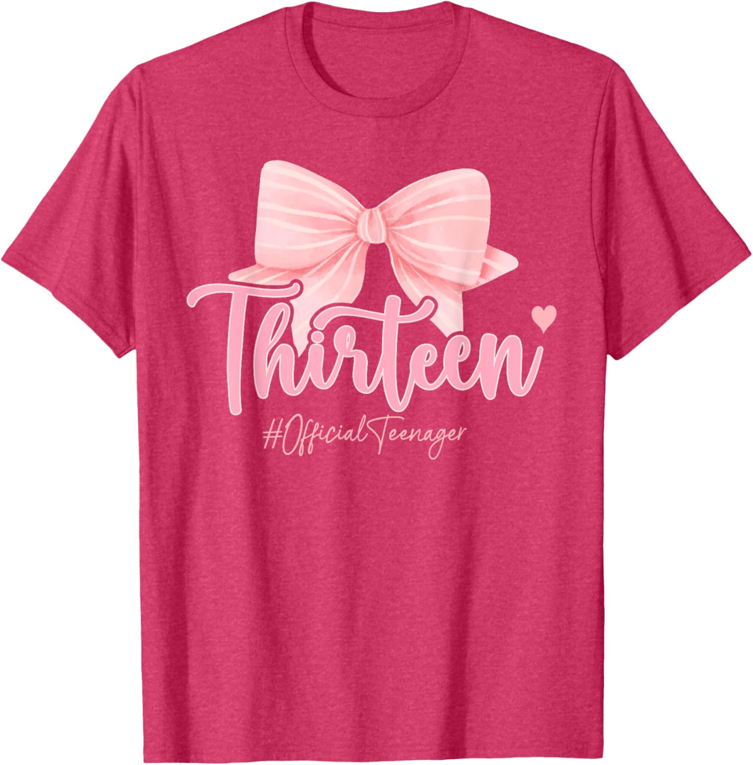 Cute Pink 13th Birthday Coquette Bow T-Shirt for Girls Celebrating 13 - 12