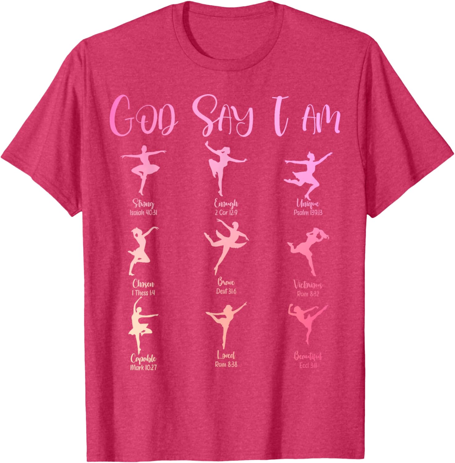 Christian God Says I Am Cute Pink Ballet Dancer T-Shirt for Girls - 1