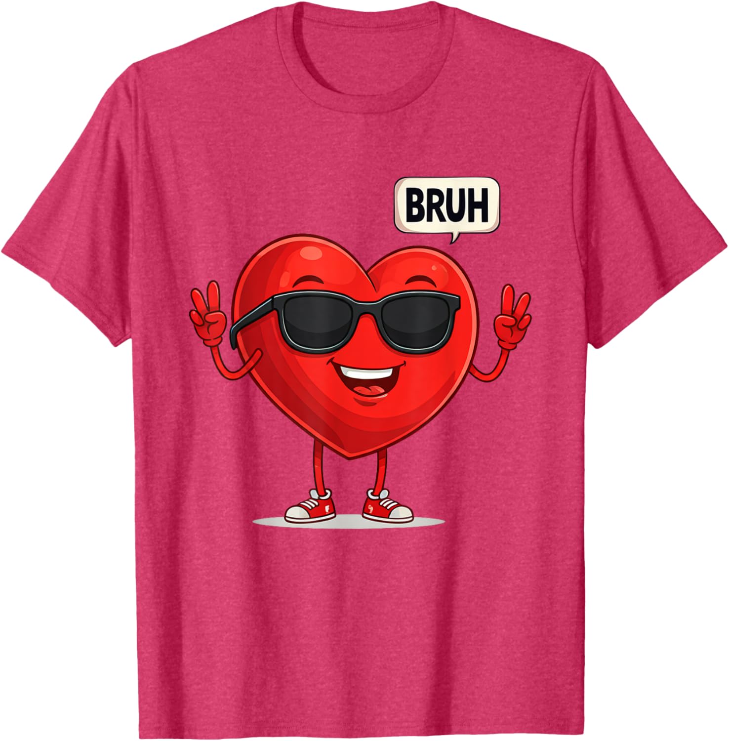BRUH Valentine's Day Heart Humor Meme Graphic T-Shirt for Men and Women - 5