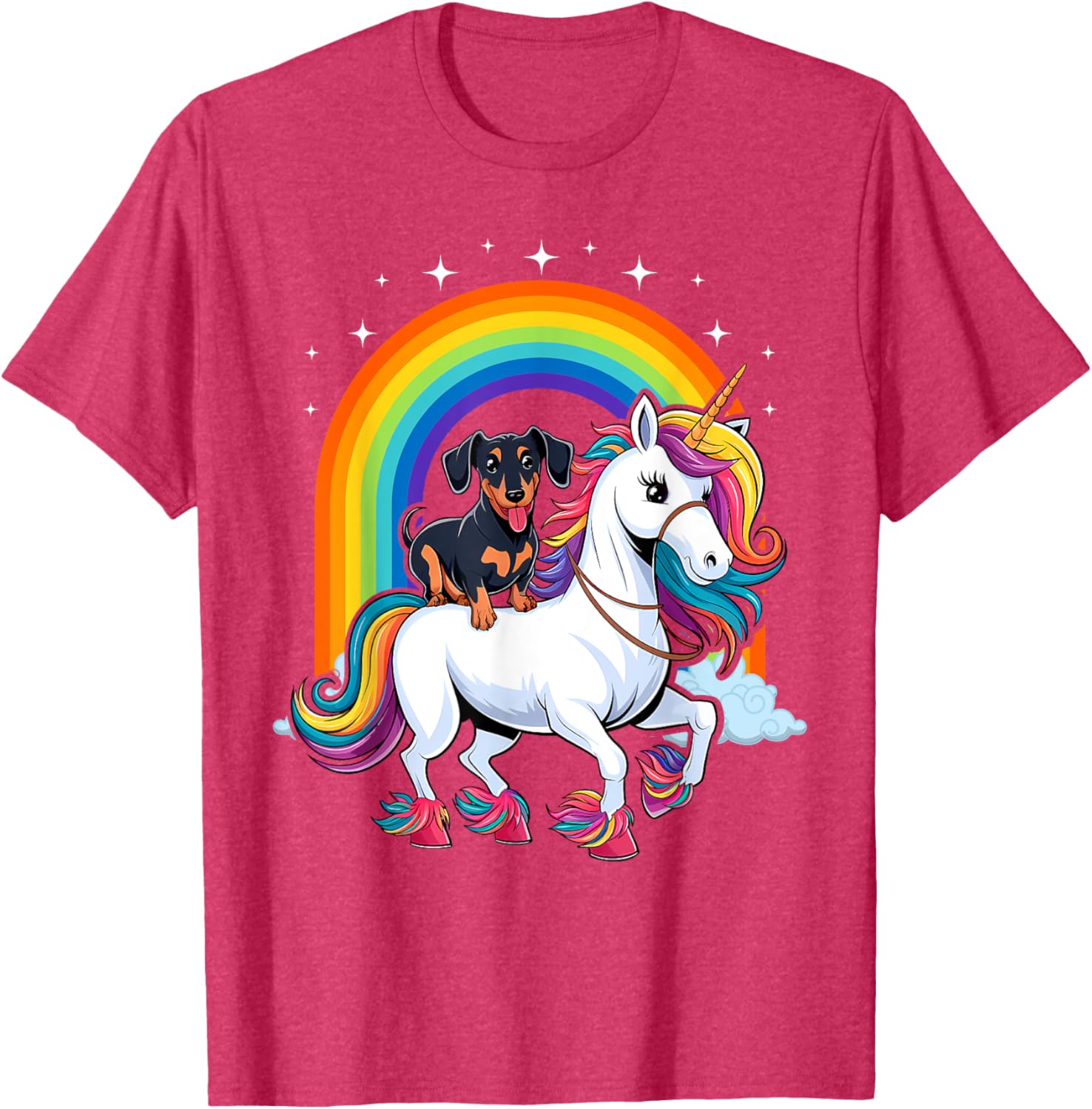 Dachshund Unicorn Galaxy Rainbow T-Shirt for Girls and Dogs - 16