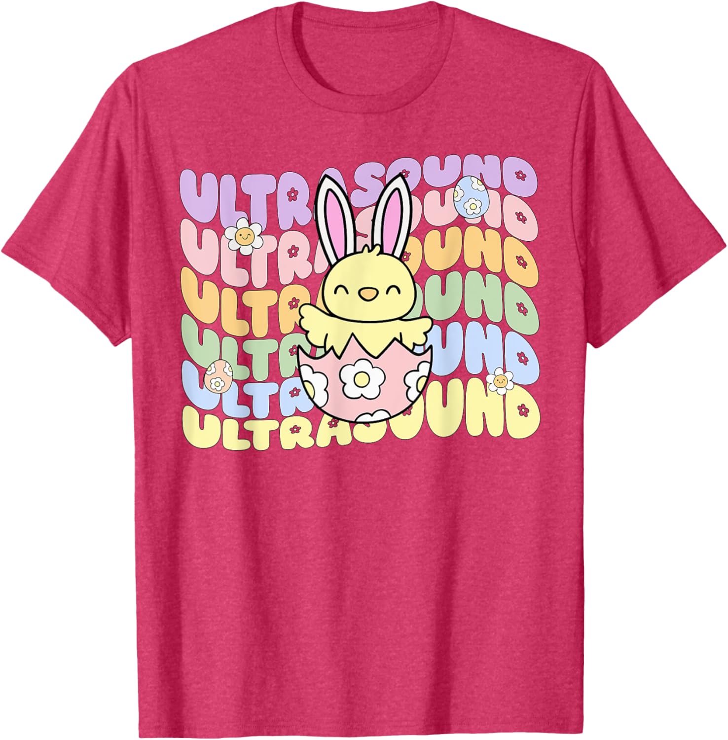 Groovy Easter Sonographer Bunny Chick Eggs T-Shirt for Ultrasound Lovers - 14