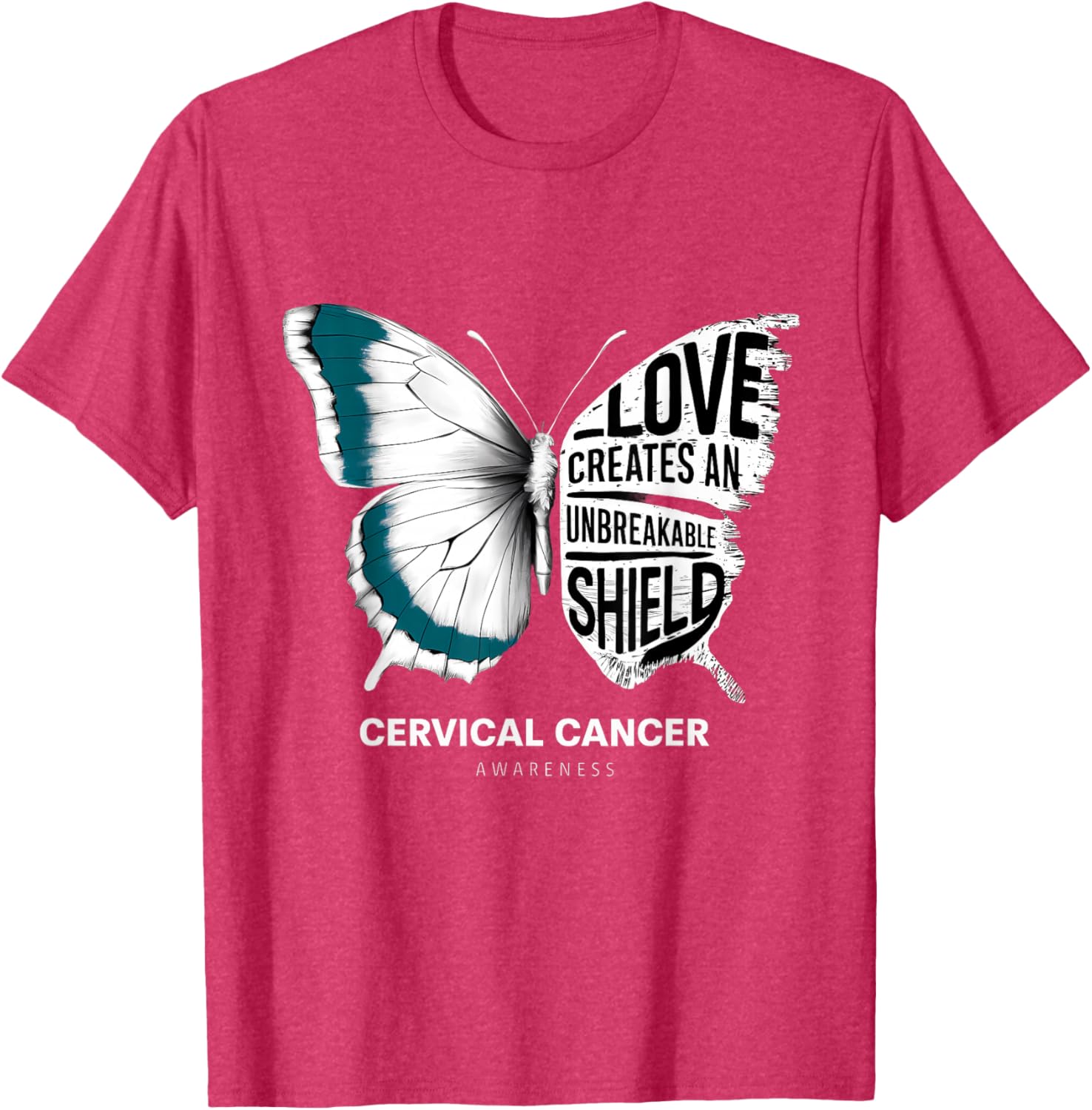 Cervical Cancer Awareness Teal Ribbon Unbreakable Shield T-Shirt - 9