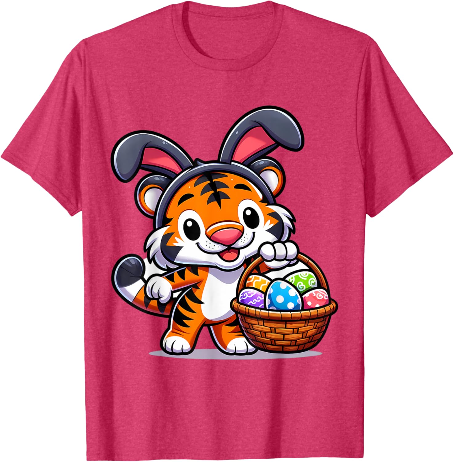 Cute Bunny Ear Tiger Easter Eggs T-Shirt for Kids and Babies - 24