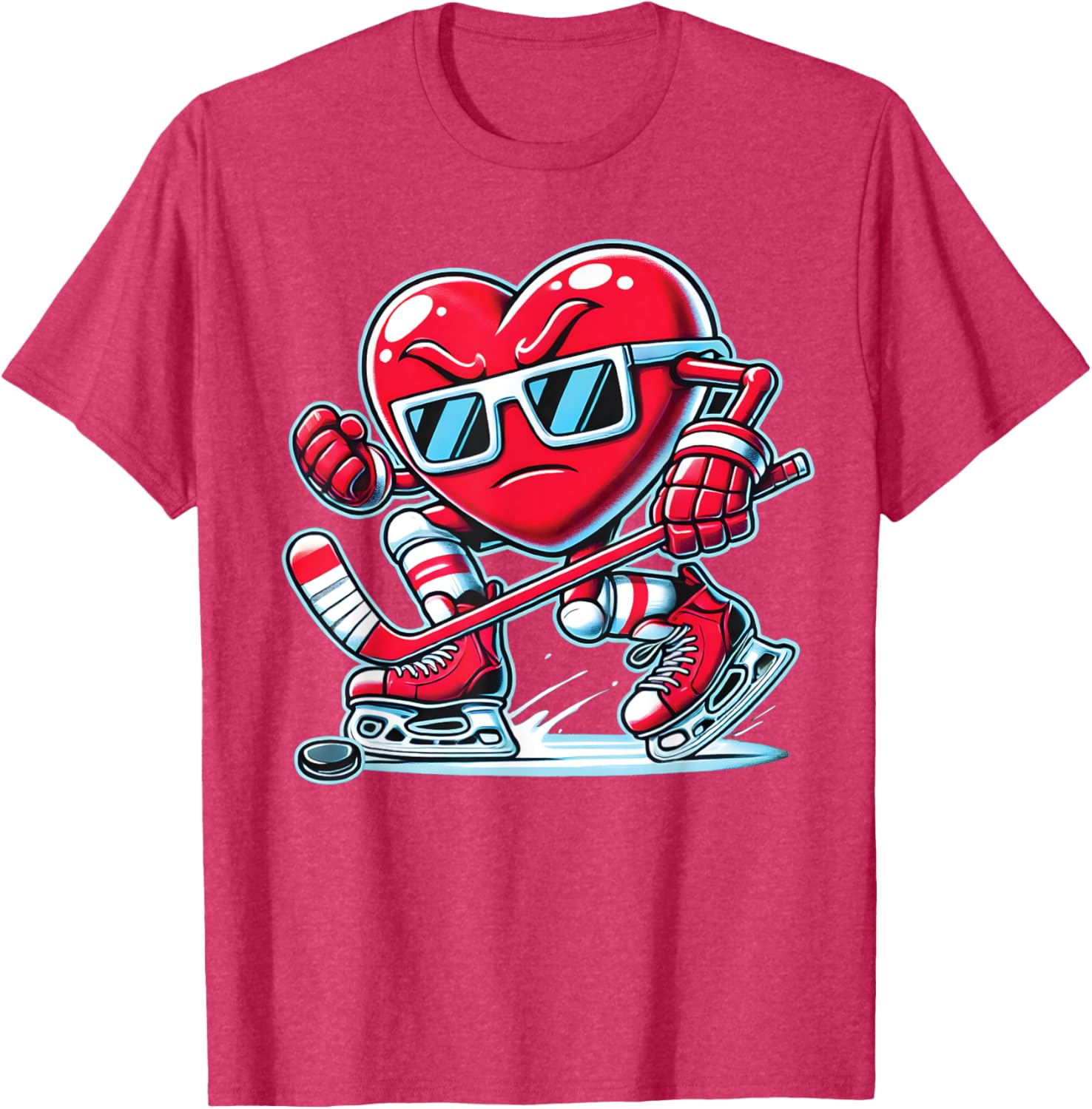 Cute Heart Ice Hockey T-Shirt for Valentine's Day - Men, Women, Boys - 12