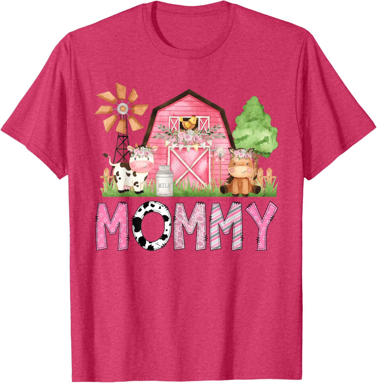 Cute Mommy Pink Farm Animal Birthday Matching Family T-Shirt for Kids - 8
