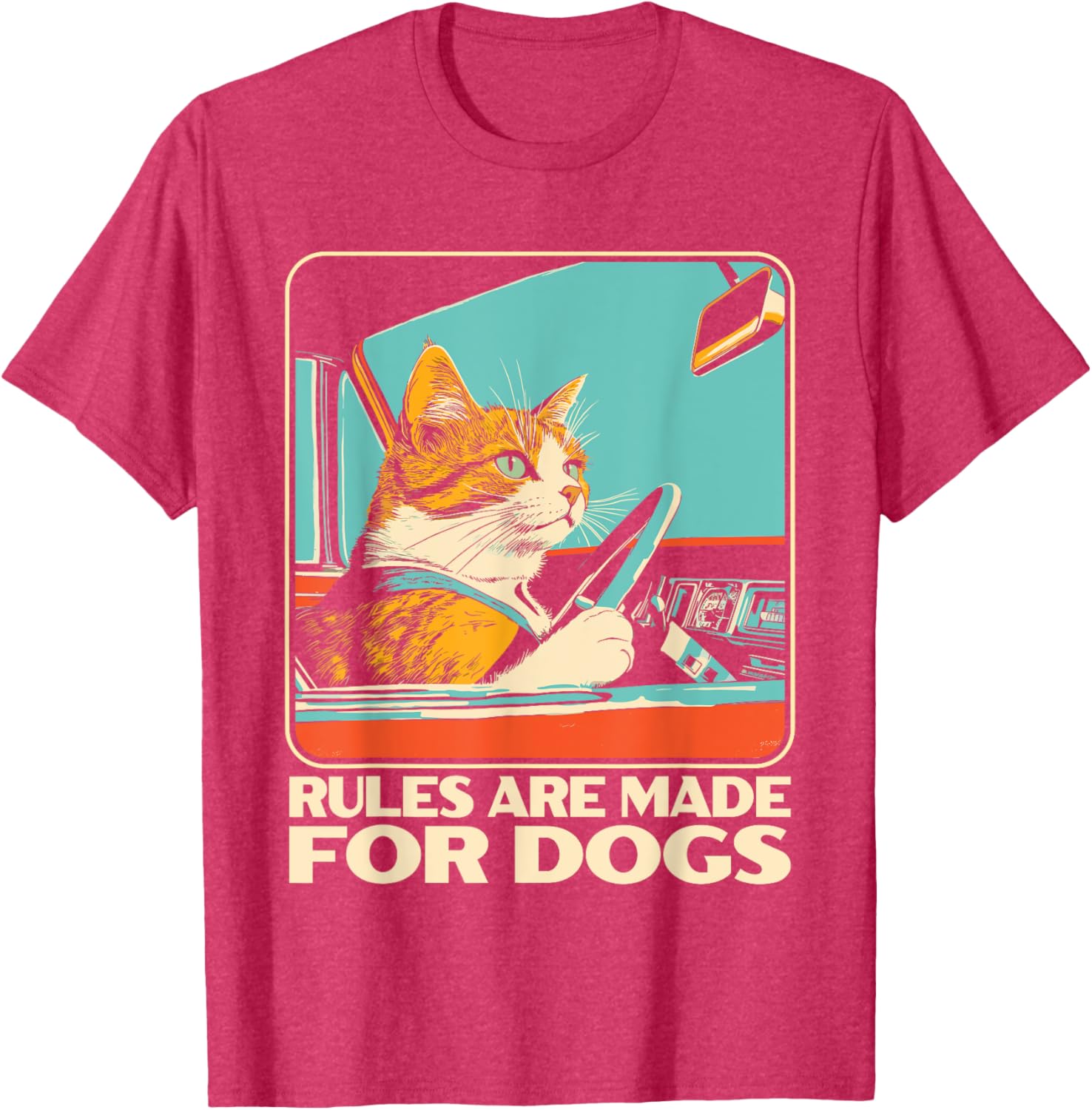 Funny Cat Lover T-Shirt - Rules Are Made for Dogs Cat Design Tee - 3