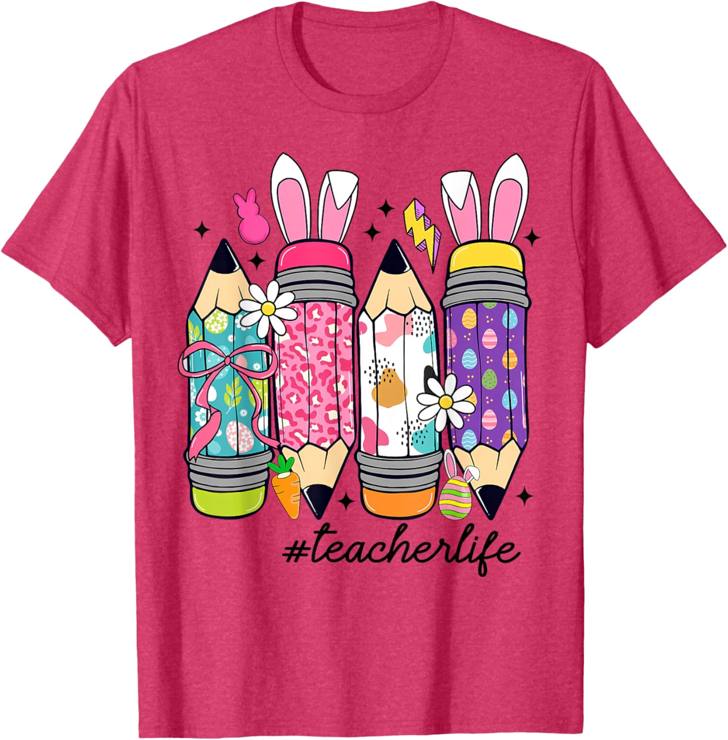 Coquette Bow Easter Bunny Teacher Life T-Shirt for Fun Classroom Style - 14