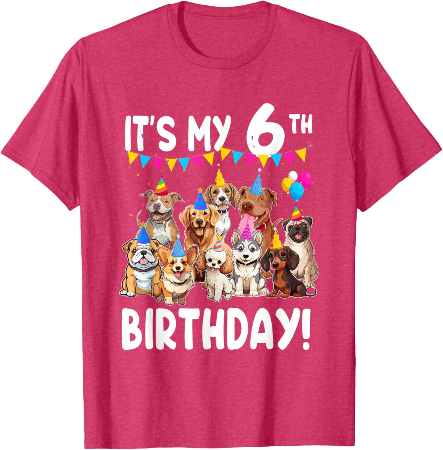 Cute Dogs Lover 6th Birthday T-Shirt for Kids - Fun Birthday Gift! - 18