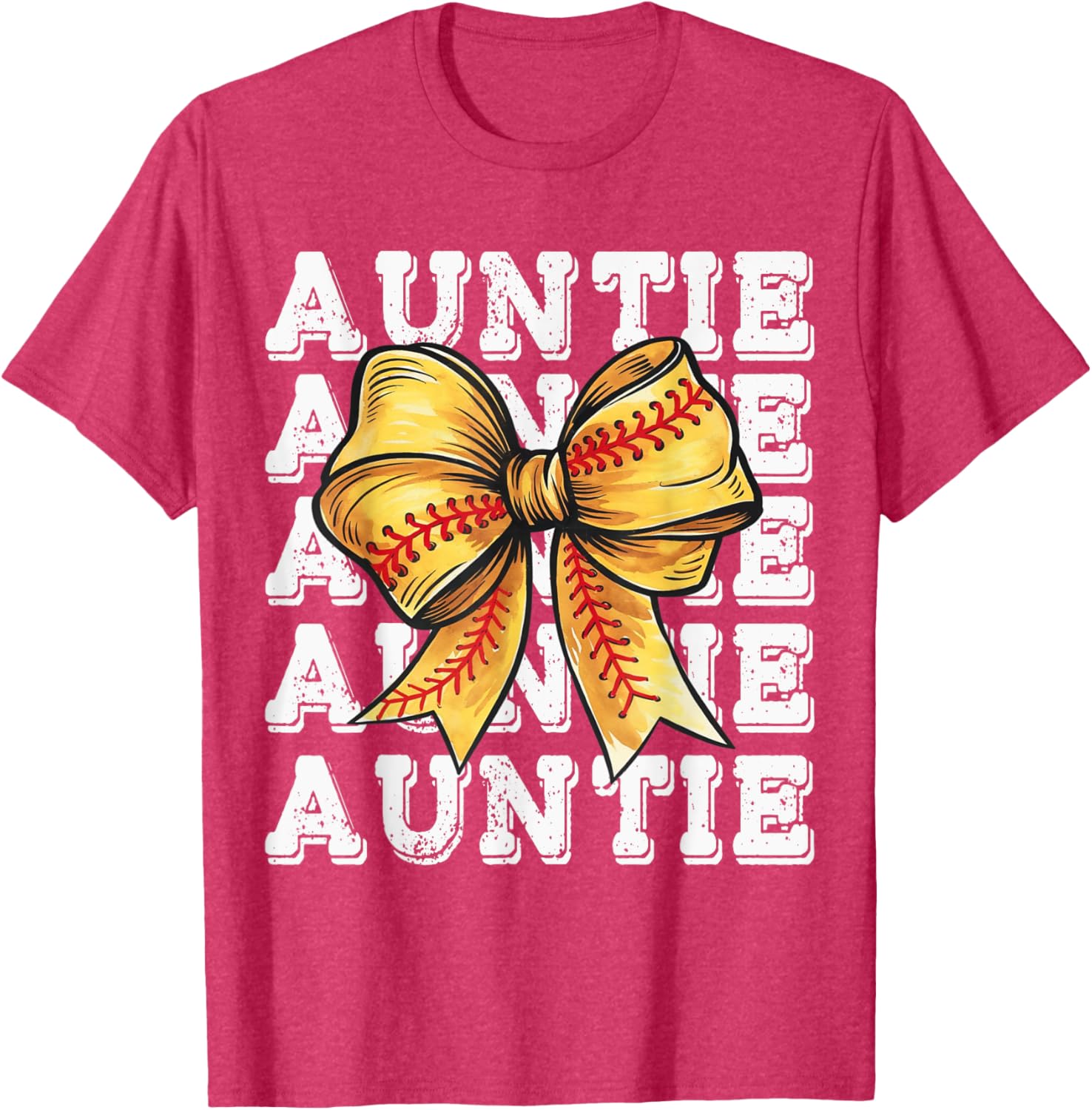 Coquette Softball Auntie Matching Family Bow T-Shirt for Fun Moments - 14