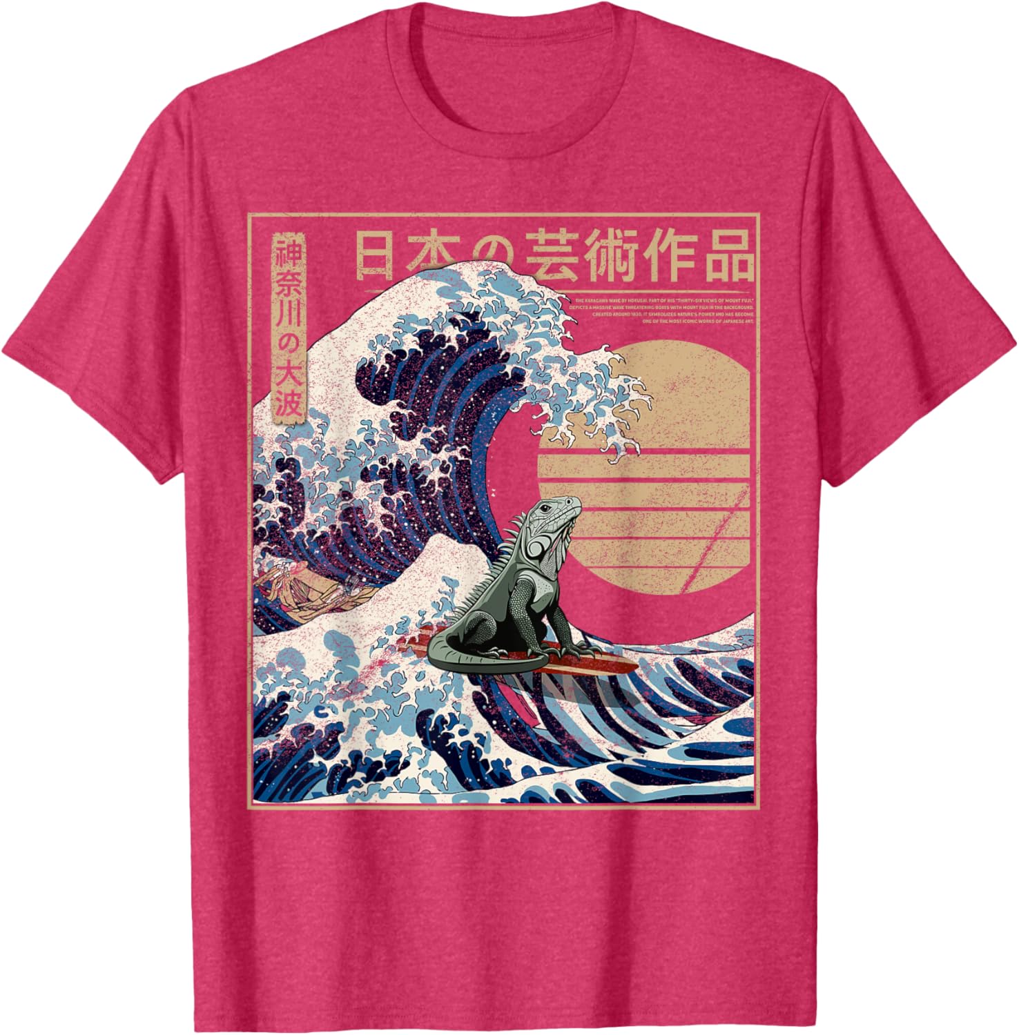 Funny Iguana Surfing The Great Wave Off Kanagawa T-Shirt for Beach Lovers - 28