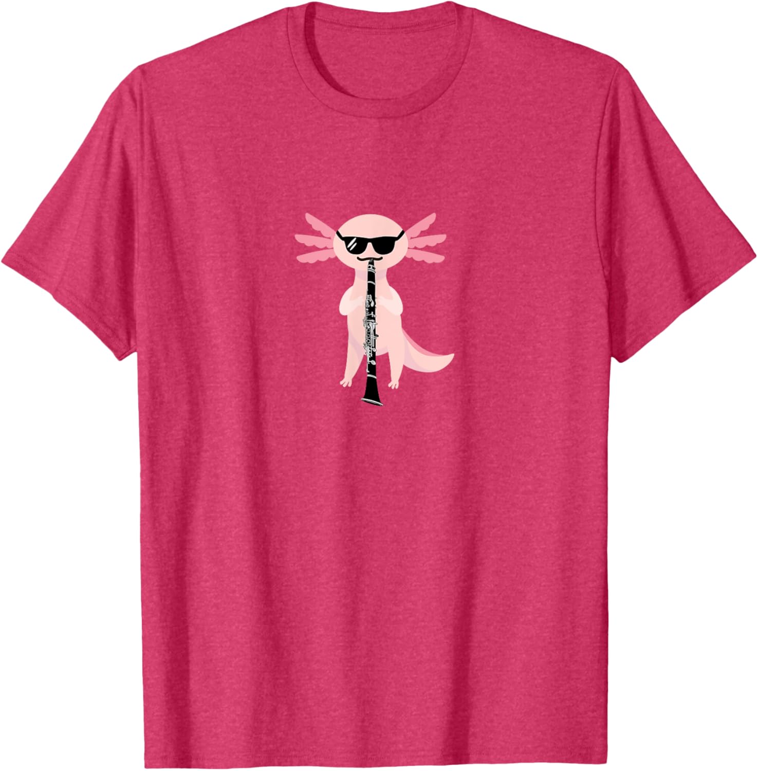 Funny Cute Axolotl T-Shirt with Sunglasses Playing Clarinet for Music Lovers - 14