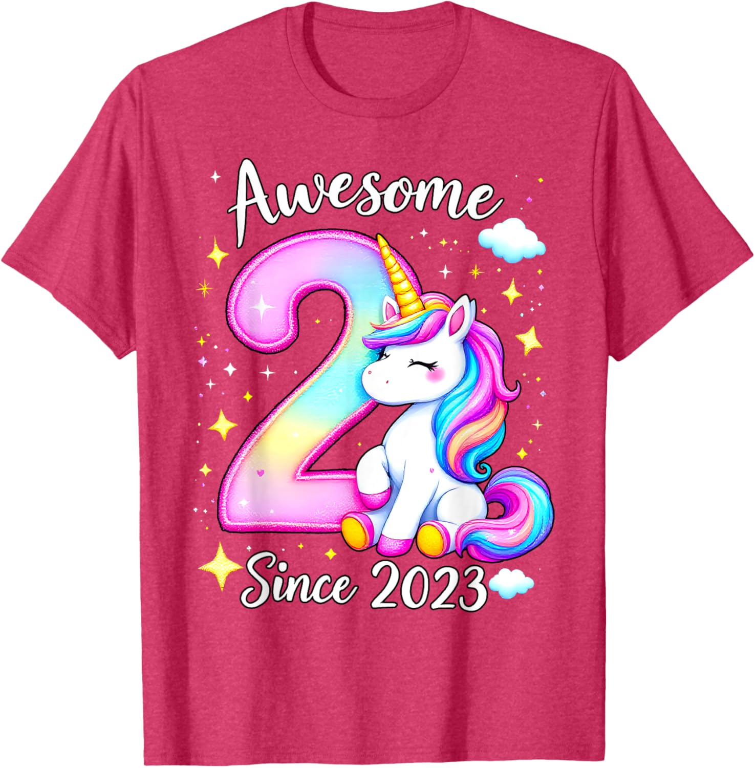 Cute Unicorn 2nd Birthday Girls T-Shirt for Awesome Celebrations - 19