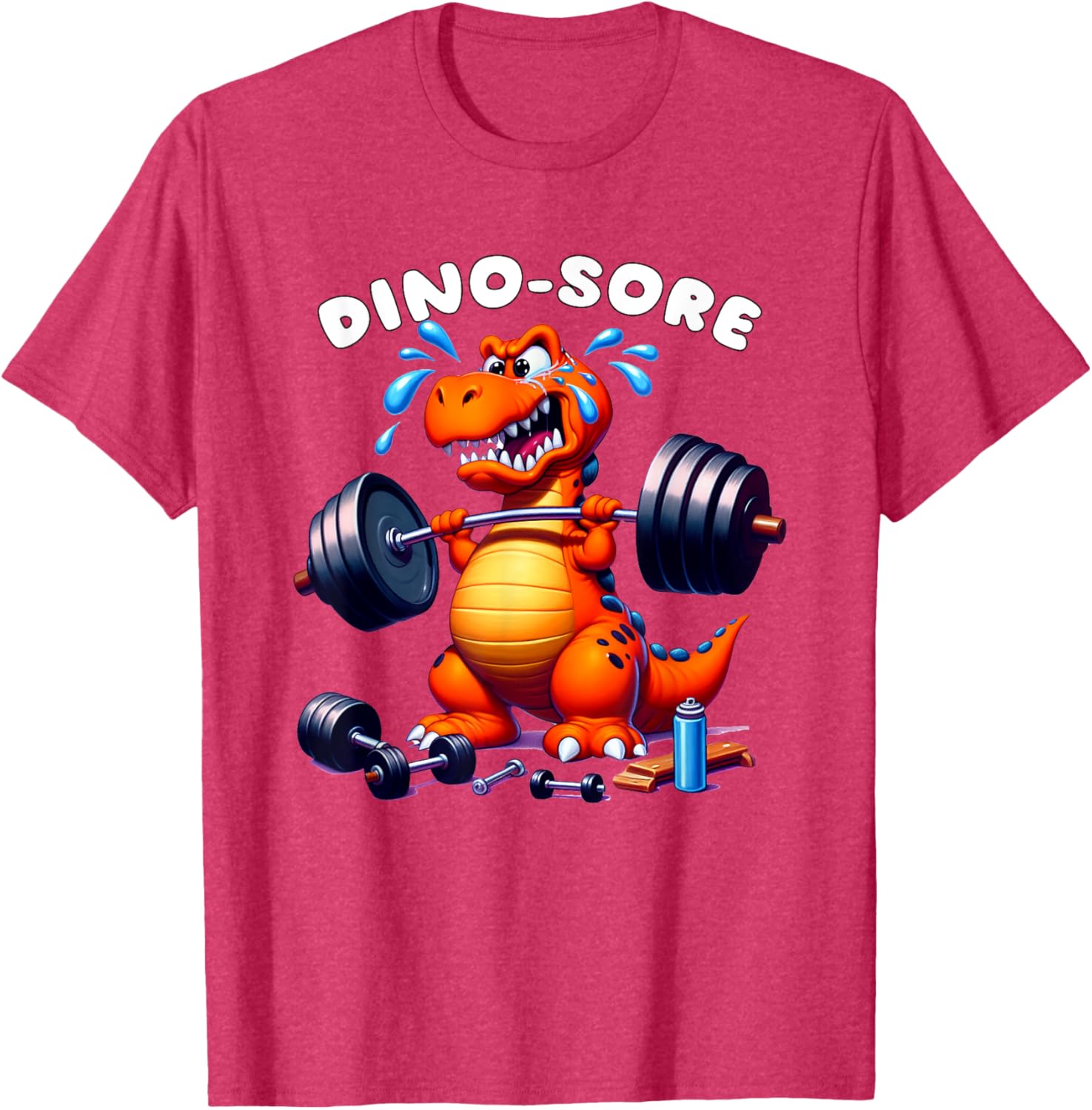 Dino Sore Gym T-Shirt for Fitness Lovers - Fun Lifting Weights Design - 2