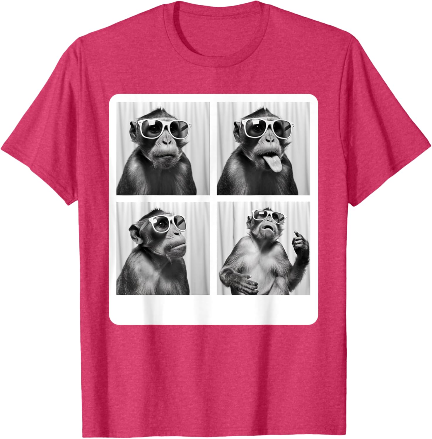 Funny Monkey Photo Booth T-Shirt with Sunglasses for Animal Lovers - 7