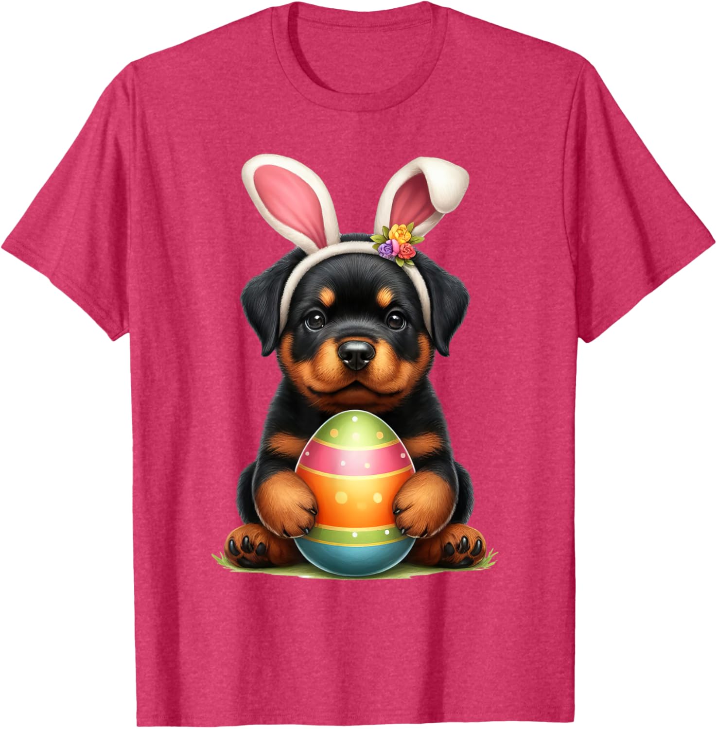 Cute Bunny Rottweiler Dog Easter T-Shirt Perfect for Spring Celebrations - 1