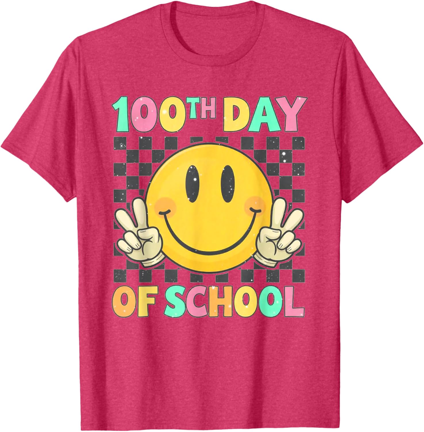 Cute 100th Day of School Smile Face T-Shirt for Kids and Teachers - 1