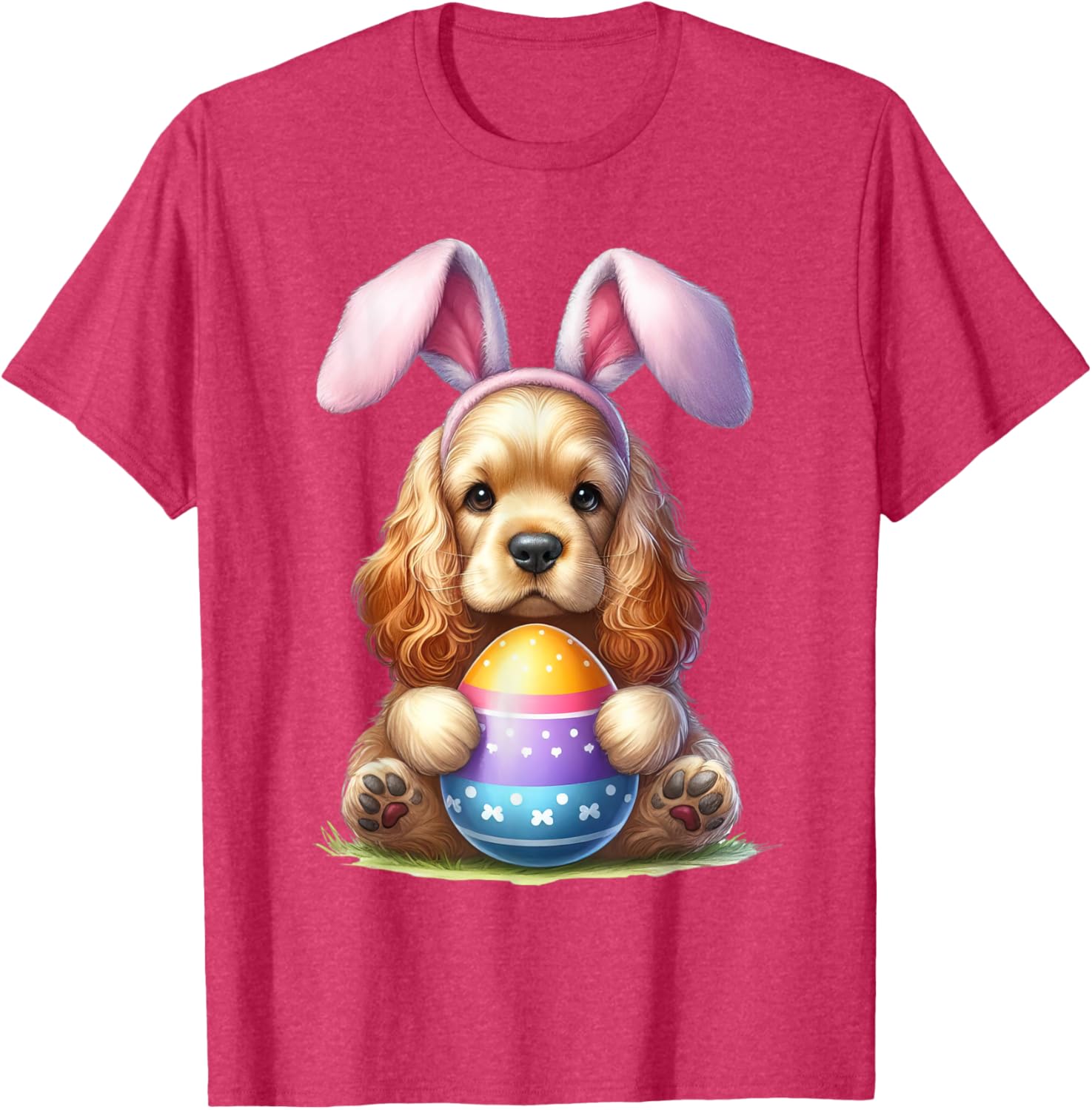 Cute Bunny Cocker Spaniel Easter T-Shirt for Men and Women Celebrating Spring - 6