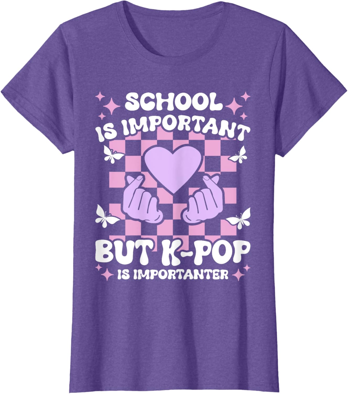 Funny K-Pop T-Shirt for Girls - School is Important, K-Pop is Importanter - 7