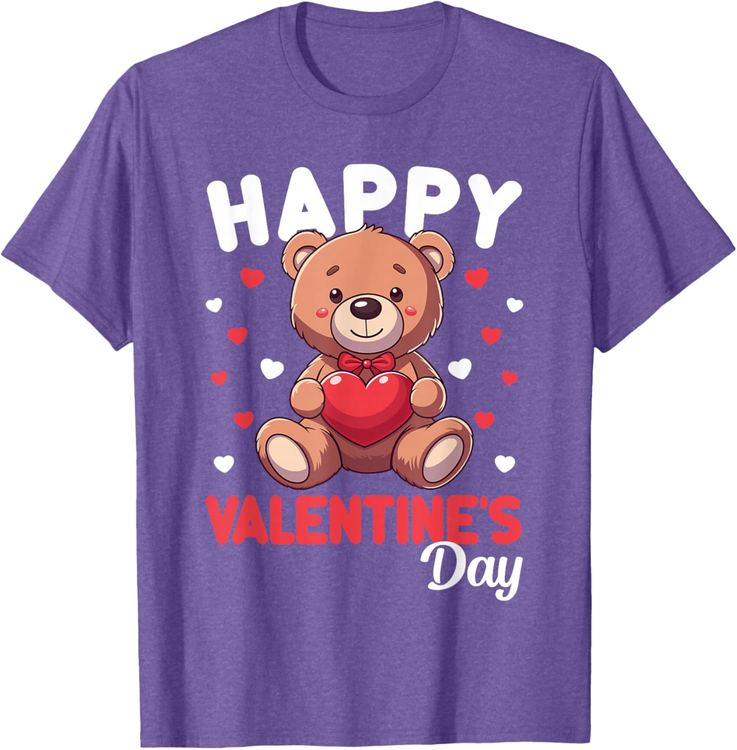 Cute Happy Valentine's Day Bear Heart T-Shirt for Kids and Women - 19
