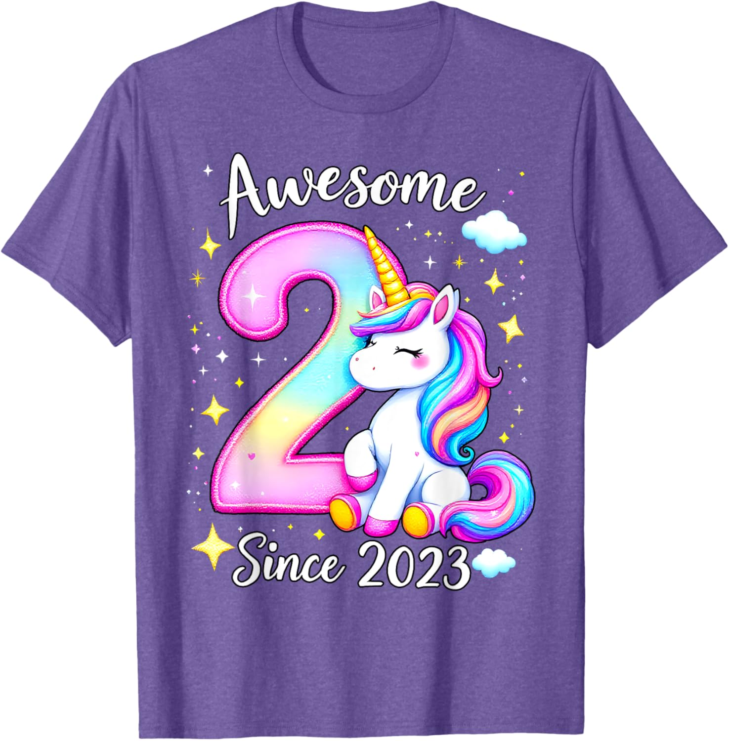 Cute Unicorn 2nd Birthday Girls T-Shirt for Awesome Celebrations - 7