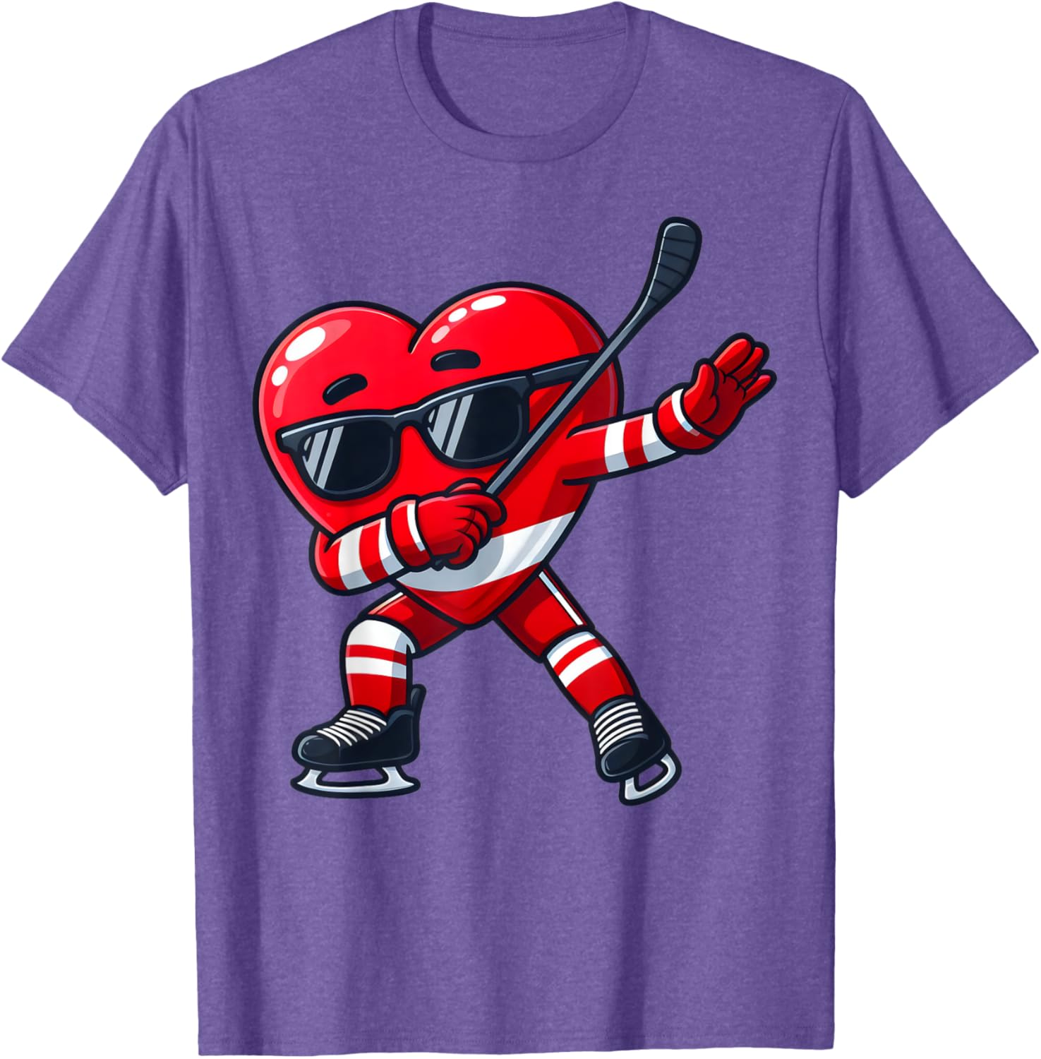 Cute Dabbing Heart Ice Hockey T-Shirt for Funny Valentine's Day Fun - 18