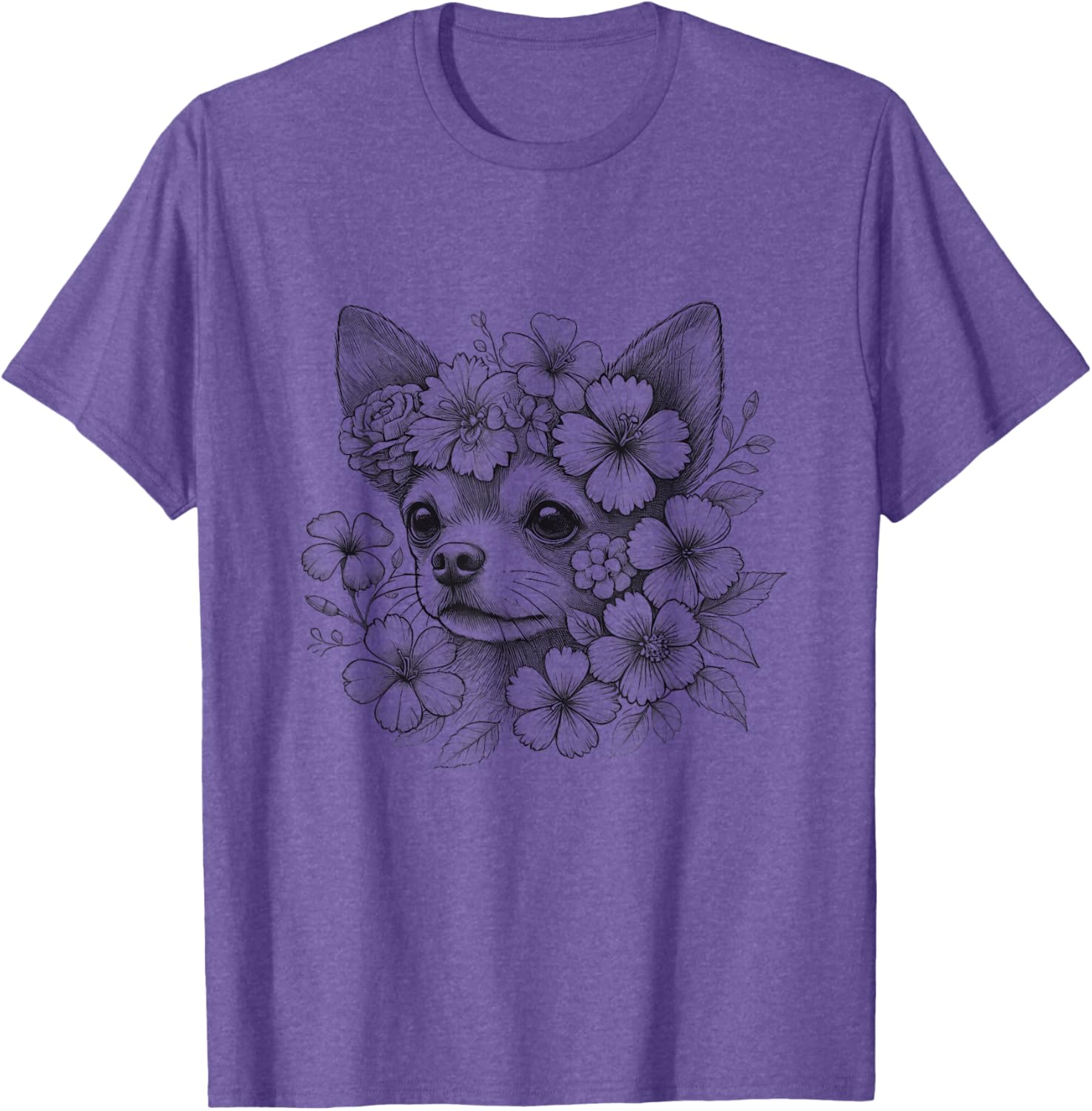 Floral Chihuahua T-Shirt for Girls and Women - Cute Dog Flower Design - 1