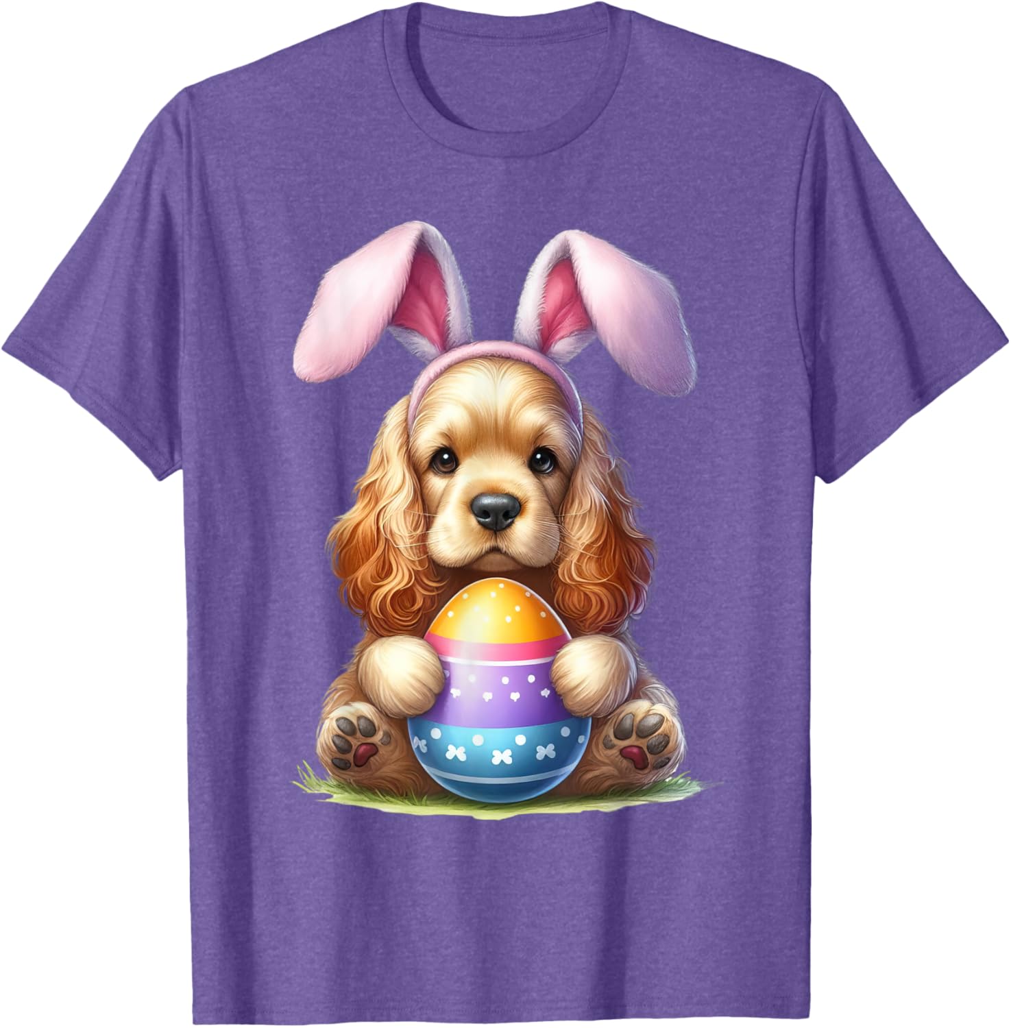 Cute Bunny Cocker Spaniel Easter T-Shirt for Men and Women Celebrating Spring - 11
