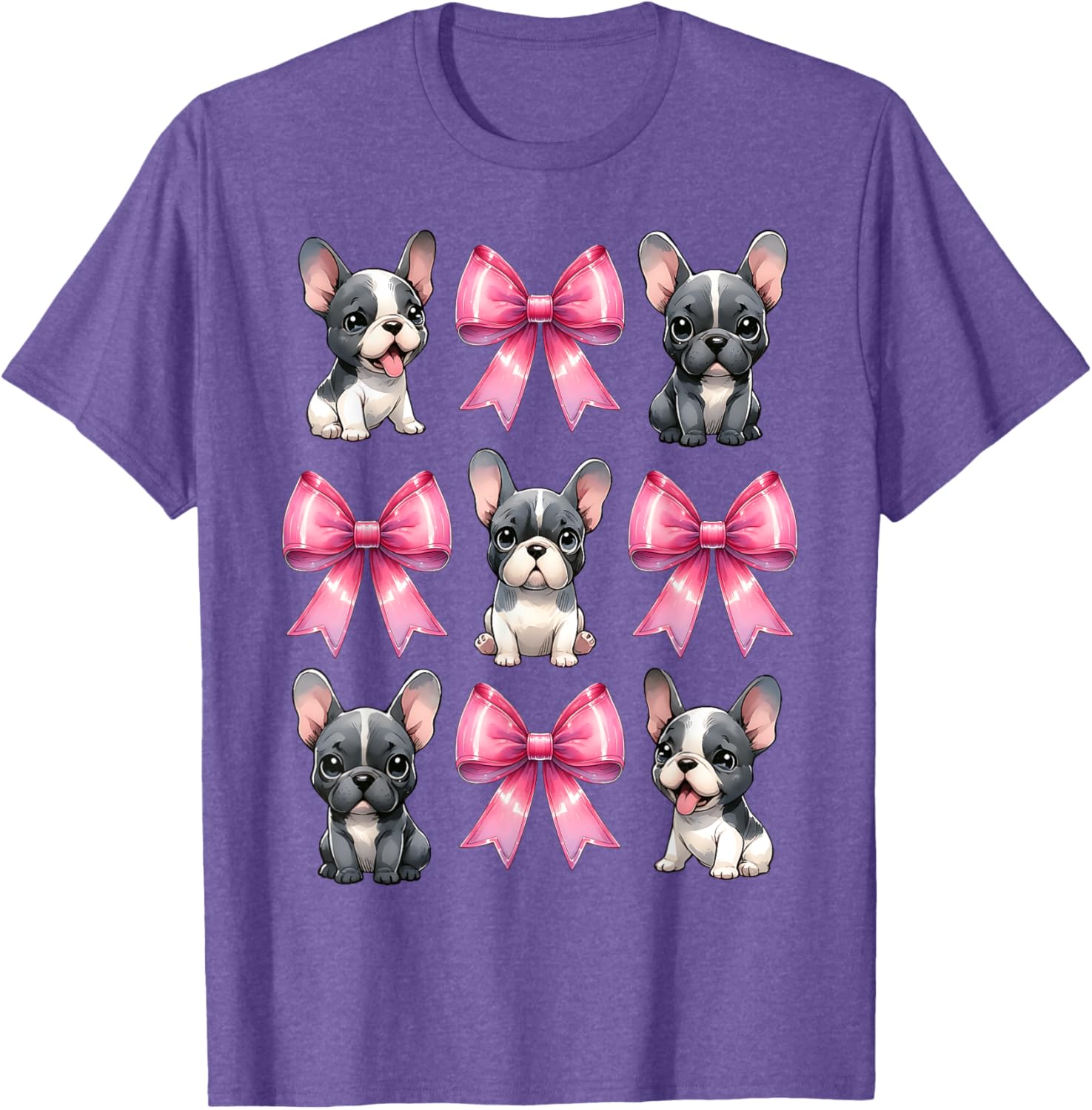 Cute Coquette Bow French Bulldog Mom T-Shirt in Pink for Dog Lovers - 7