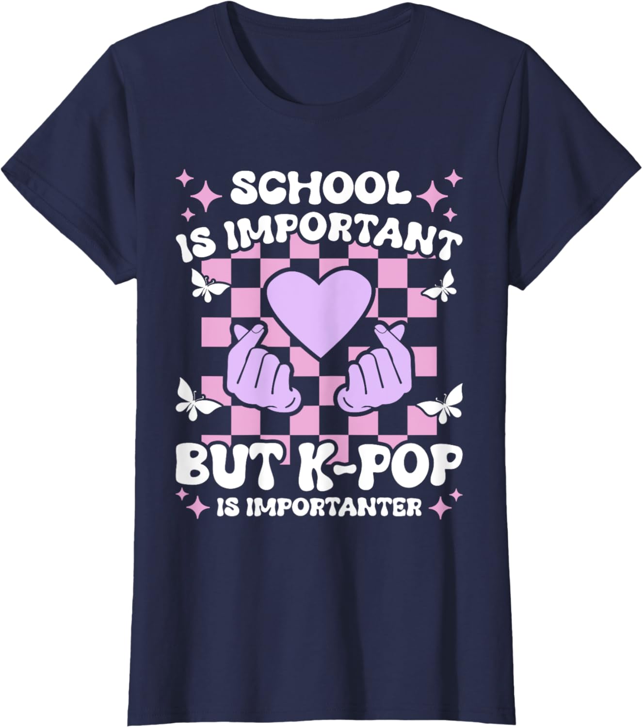 Funny K-Pop T-Shirt for Girls - School is Important, K-Pop is Importanter - 15