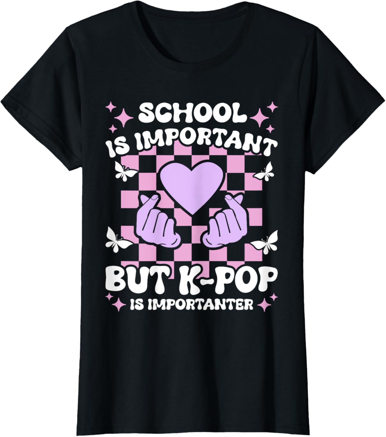 Funny K-Pop T-Shirt for Girls - School is Important, K-Pop is Importanter - 13
