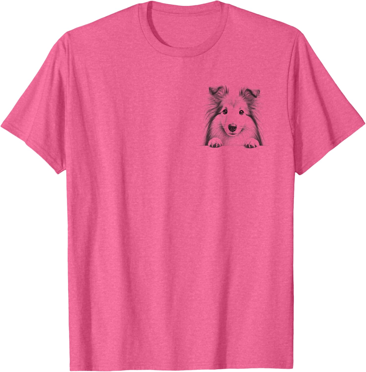 Cute Shetland Sheepdog Peeking Design T-Shirt for Dog Lovers - 8