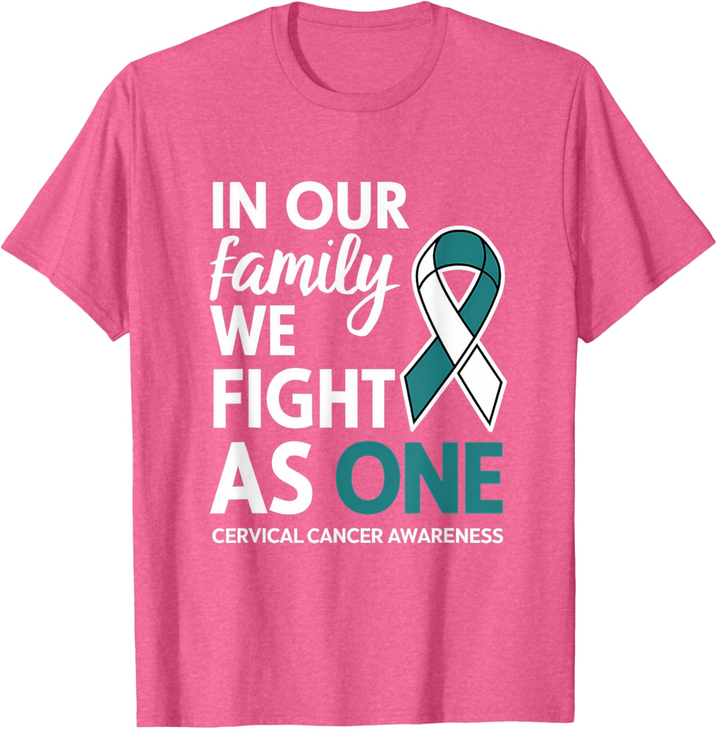 Cervical Cancer Awareness Teal Ribbon Family T-Shirt for Hope and Unity - 9