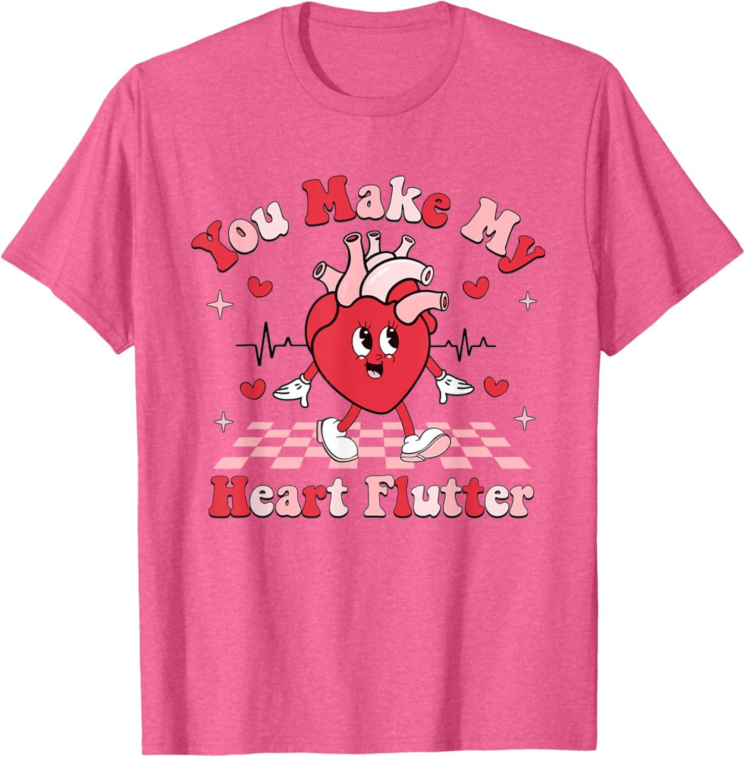 Cardiac Nurse Valentine T-Shirt You Make My Heart Flutter Gift - 1