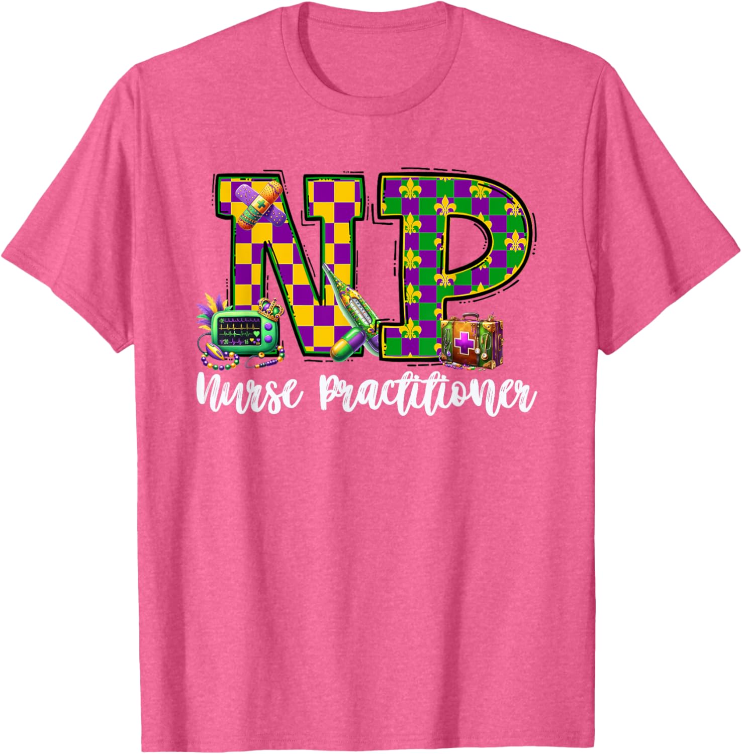Cute Mardi Gras Nurse Practitioner T-Shirt for Women, Fun and Stylish - 13