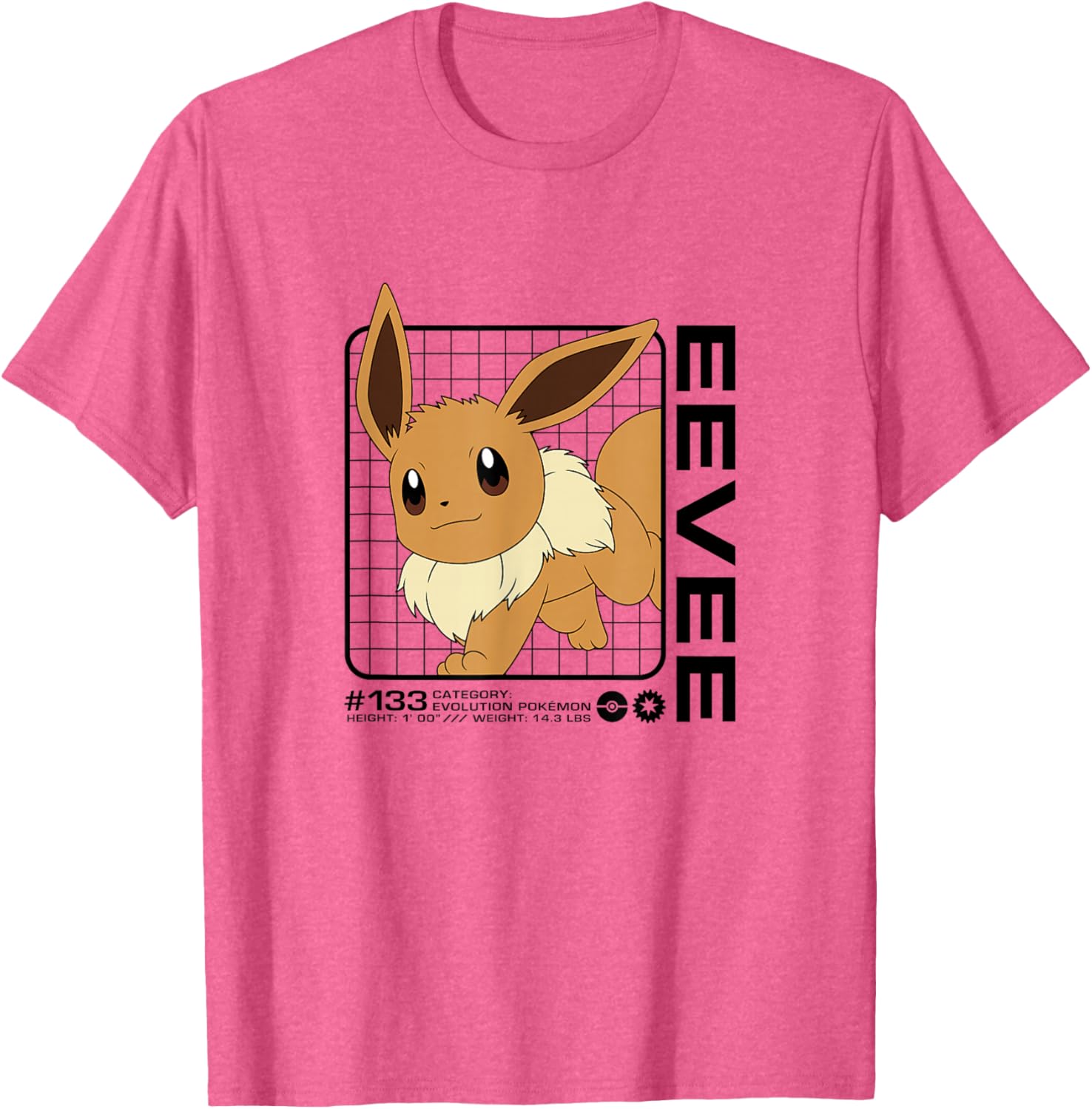 Cute Pokémon Eevee Stats T-Shirt for Fans of All Ages - 8