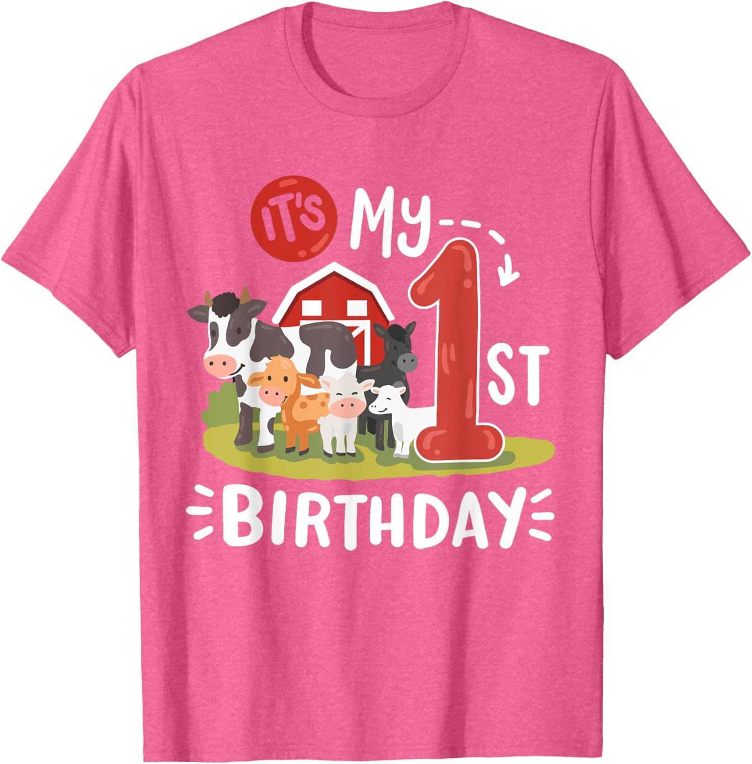 Farm Animals 1st Birthday Party T-Shirt for Kids Fun and Cute Design - 12
