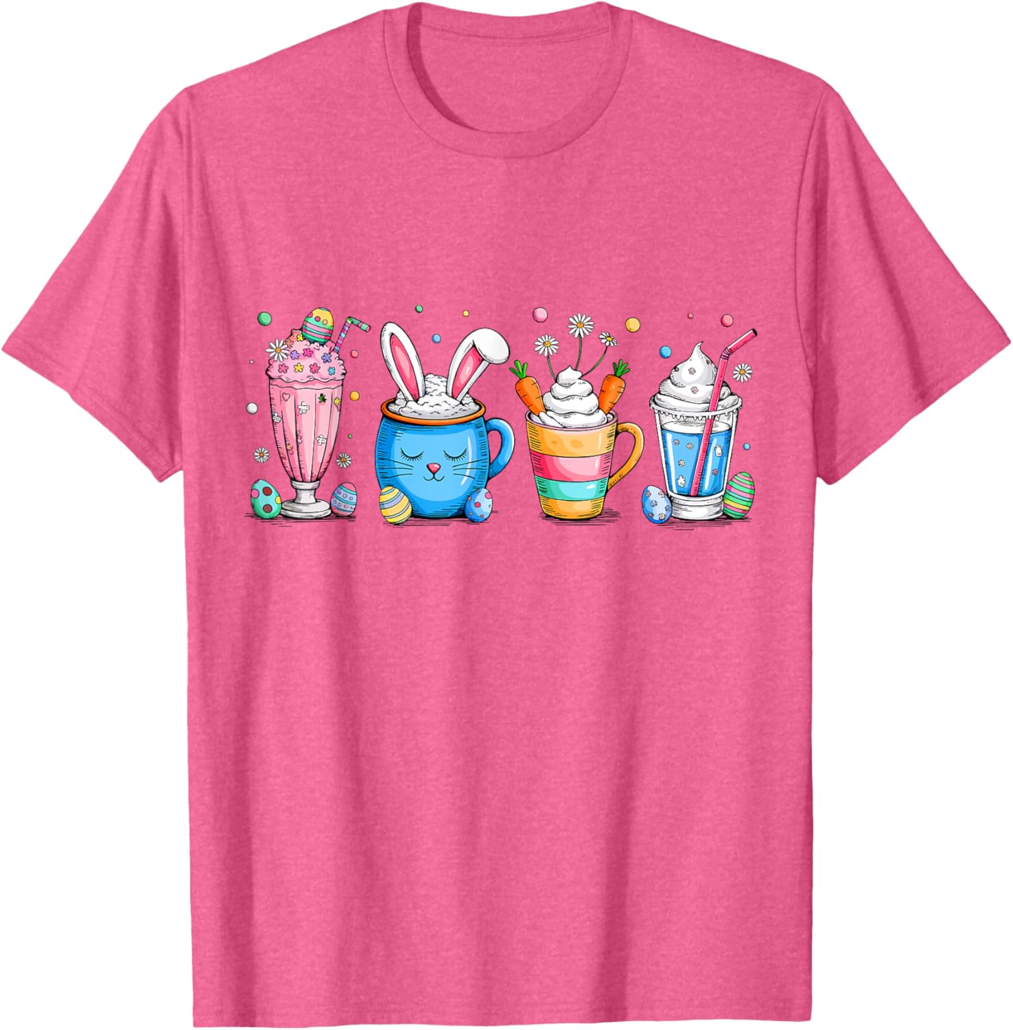Cute Coffee Bunny T-Shirt for Women Girls with Easter Egg Design - 4