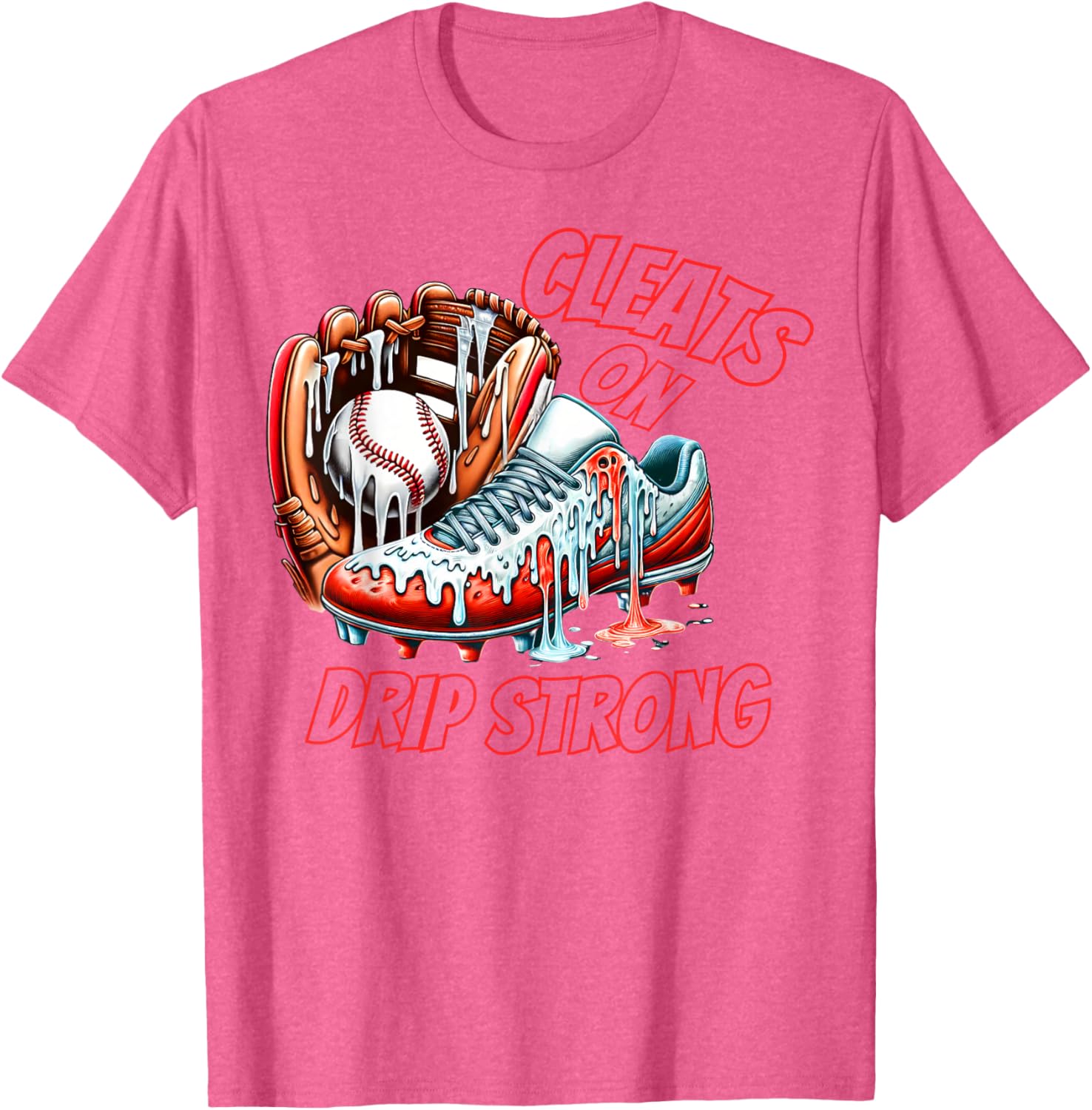 Cool Cleats On Drip Baseball Ice Cream T-Shirt for Kids and Adults - 16