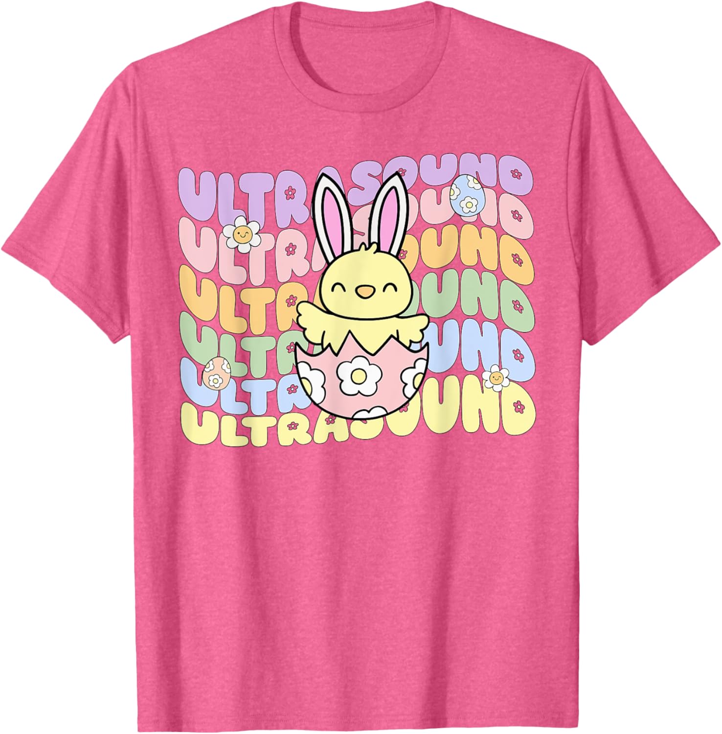 Groovy Easter Sonographer Bunny Chick Eggs T-Shirt for Ultrasound Lovers - 20
