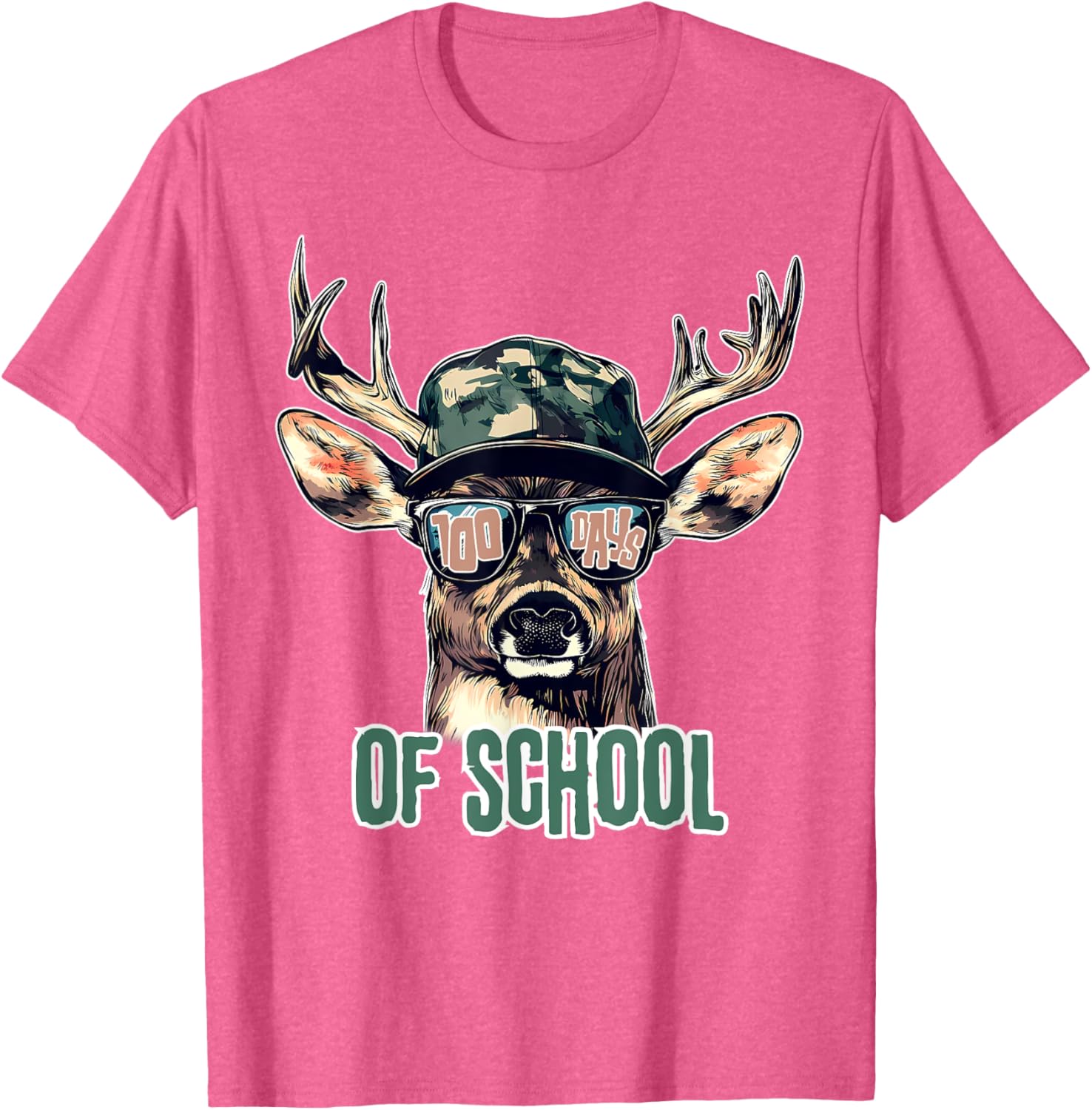Bucked 100 Days of School Deer Hunting T-Shirt for Kids and Teens - 23